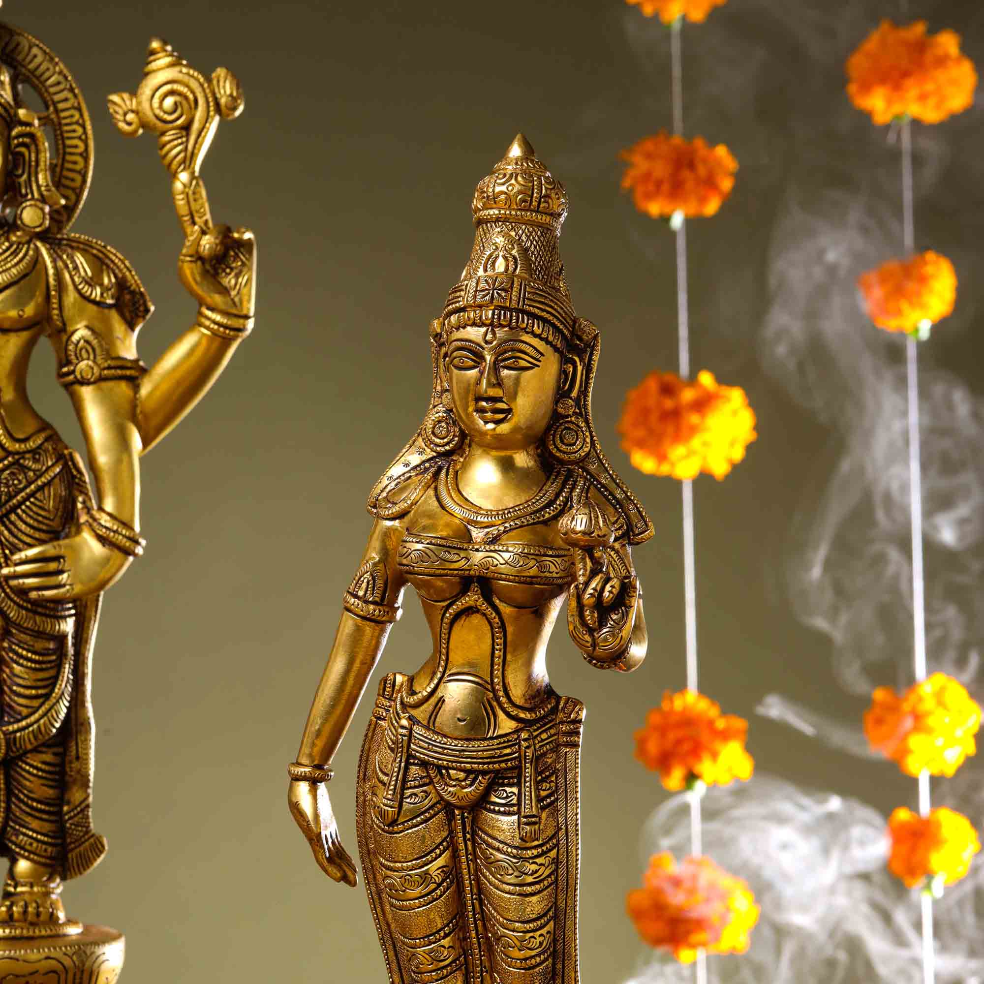 Brass Lord Balaji with Sri Devi and Bhudevi Idols Set - Image 4