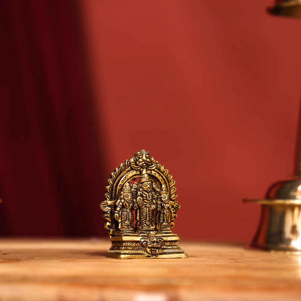 Brass Lord Balaji With Sri Devi And Bhudevi With Prabhavali (2.8 Inch) - Image 3