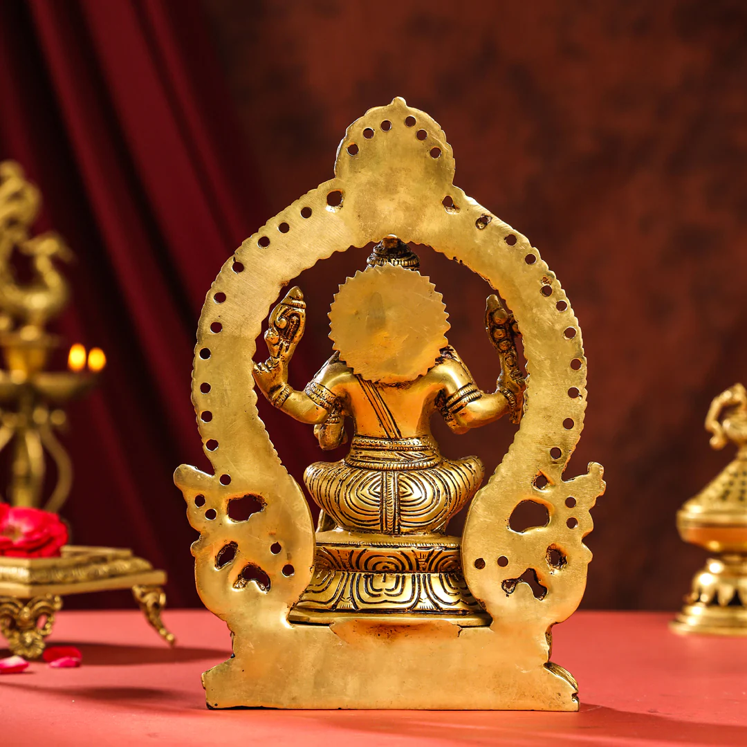 Brass Lord Sitting Ganesha Idol (11.2 Inch) - Image 4