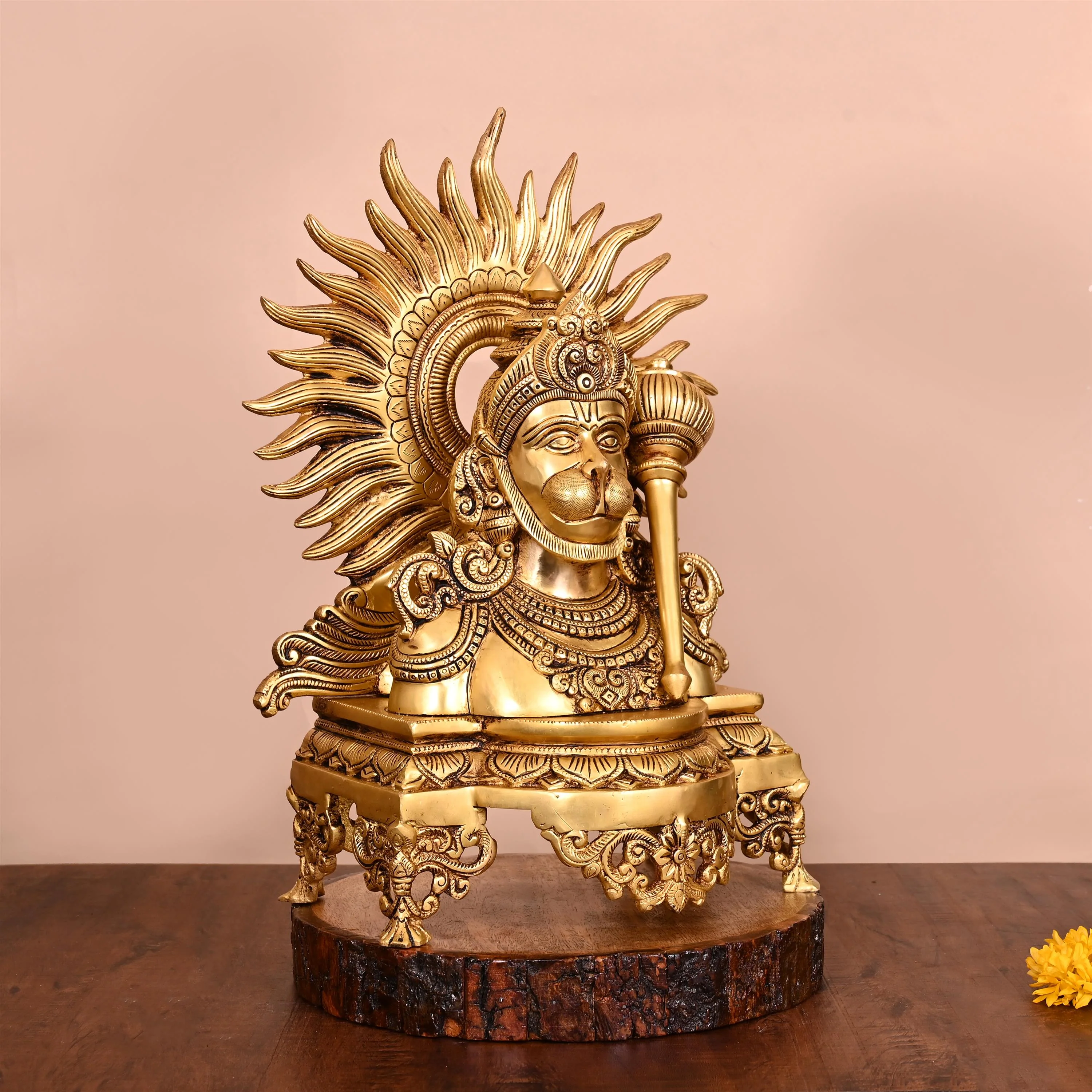 Brass Lord Hanuman Bust (14.5 Inch) - Image 2