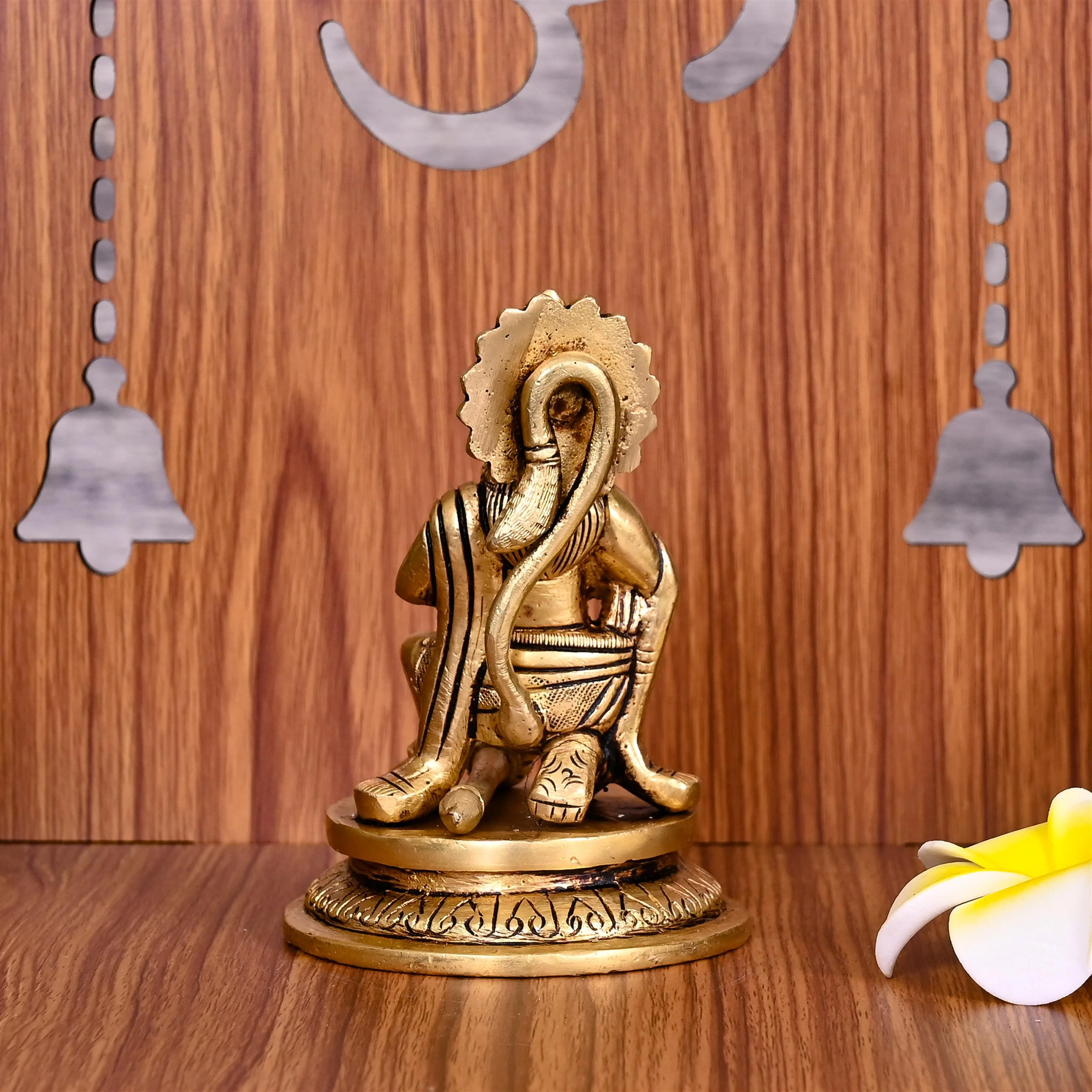 Brass Lord Hanuman Sitting Idol (4.2 Inch) - Image 3