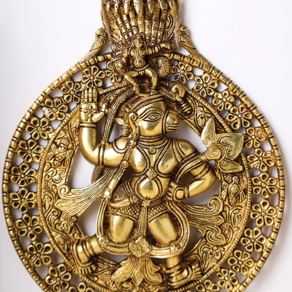Brass Lord Hanuman Wall Hanging (12 Inch) - Image 2