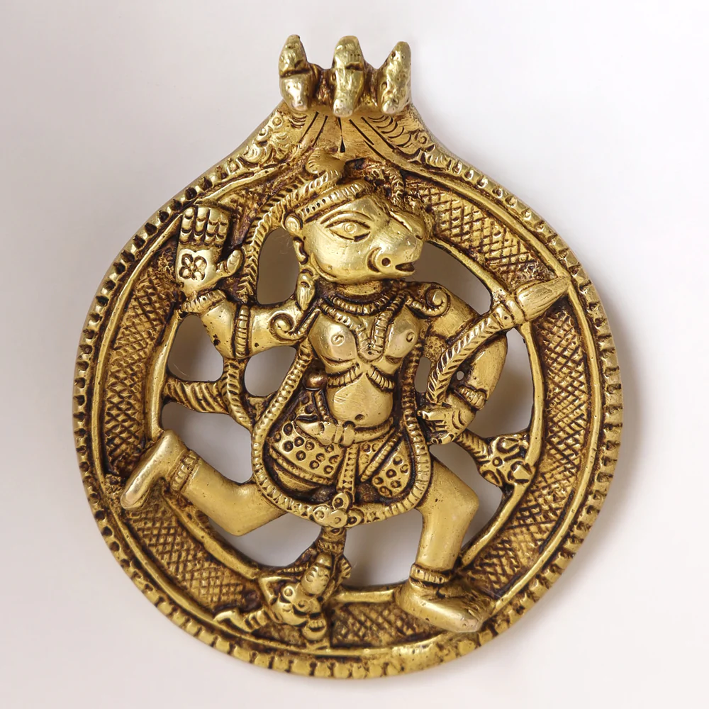 Brass Lord Hanuman Wall Hanging (5 Inch) - Image 2