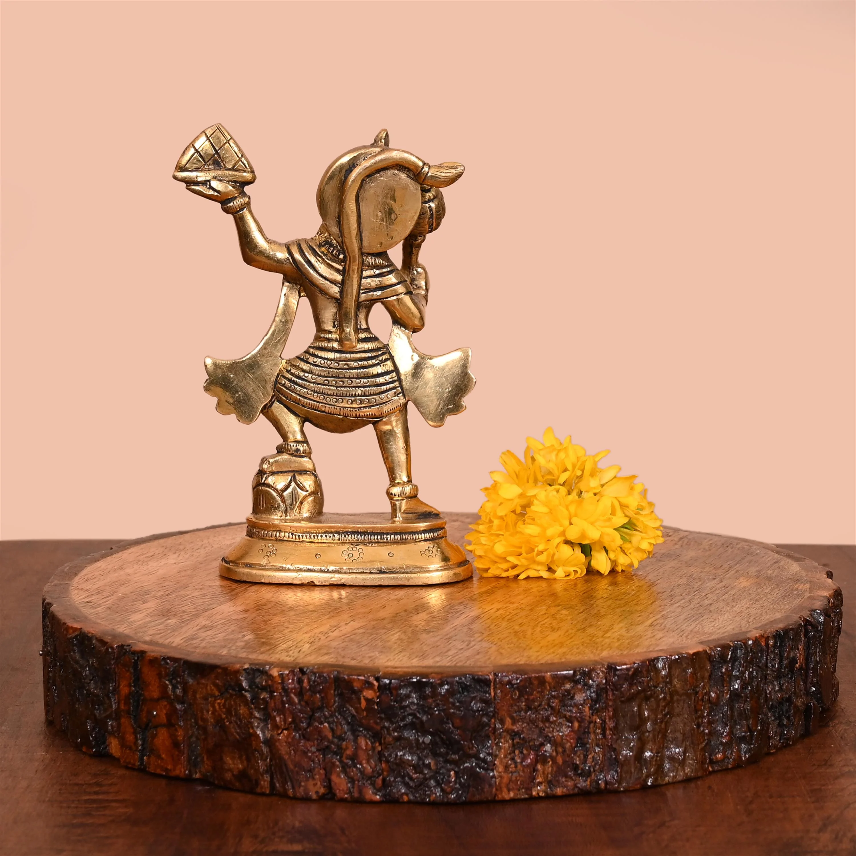 Brass Lord Standing Hanuman With Sanjeevani Parvat (5.5 Inch) - Image 3