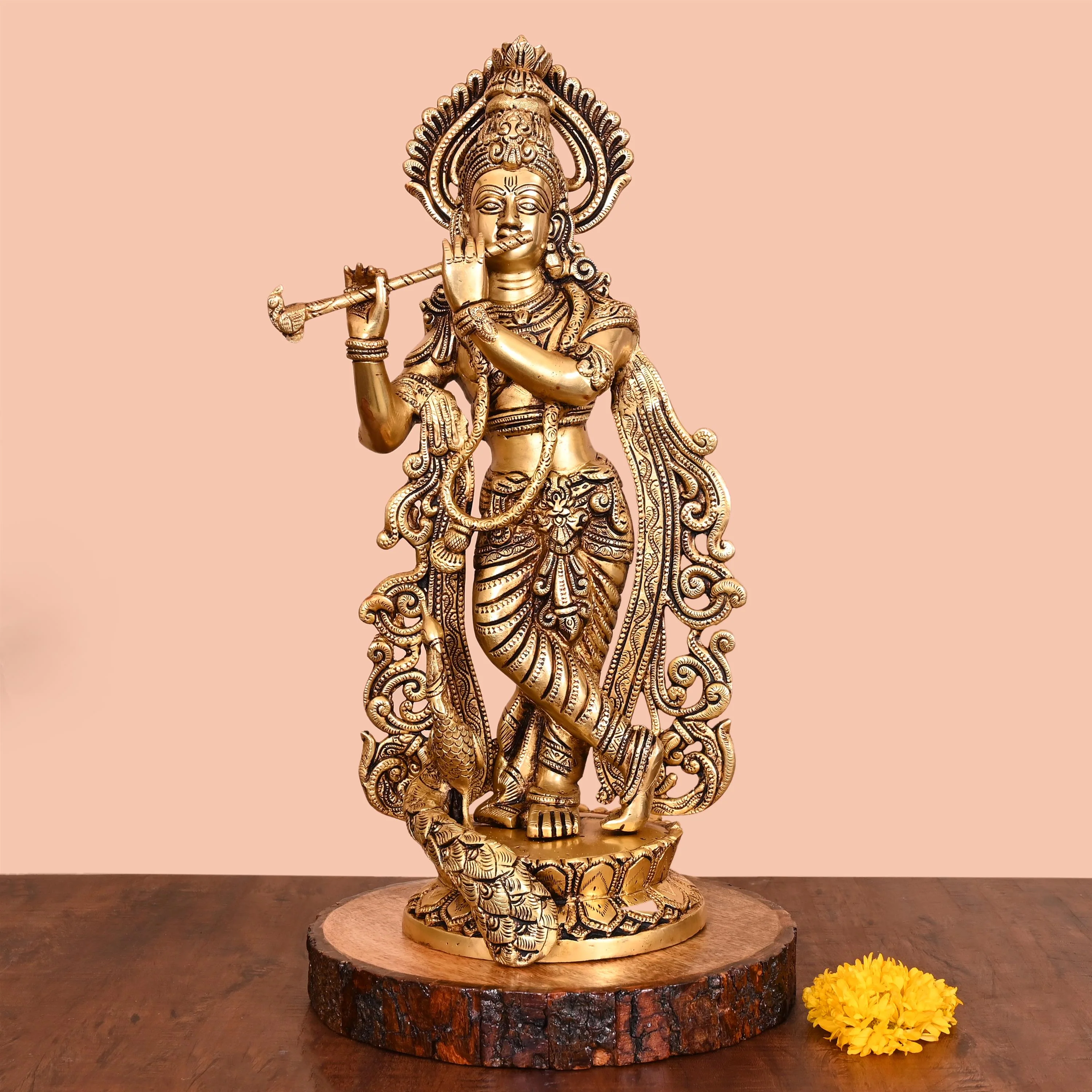 Brass Standing Lord Krishna Statue (18 Inch)