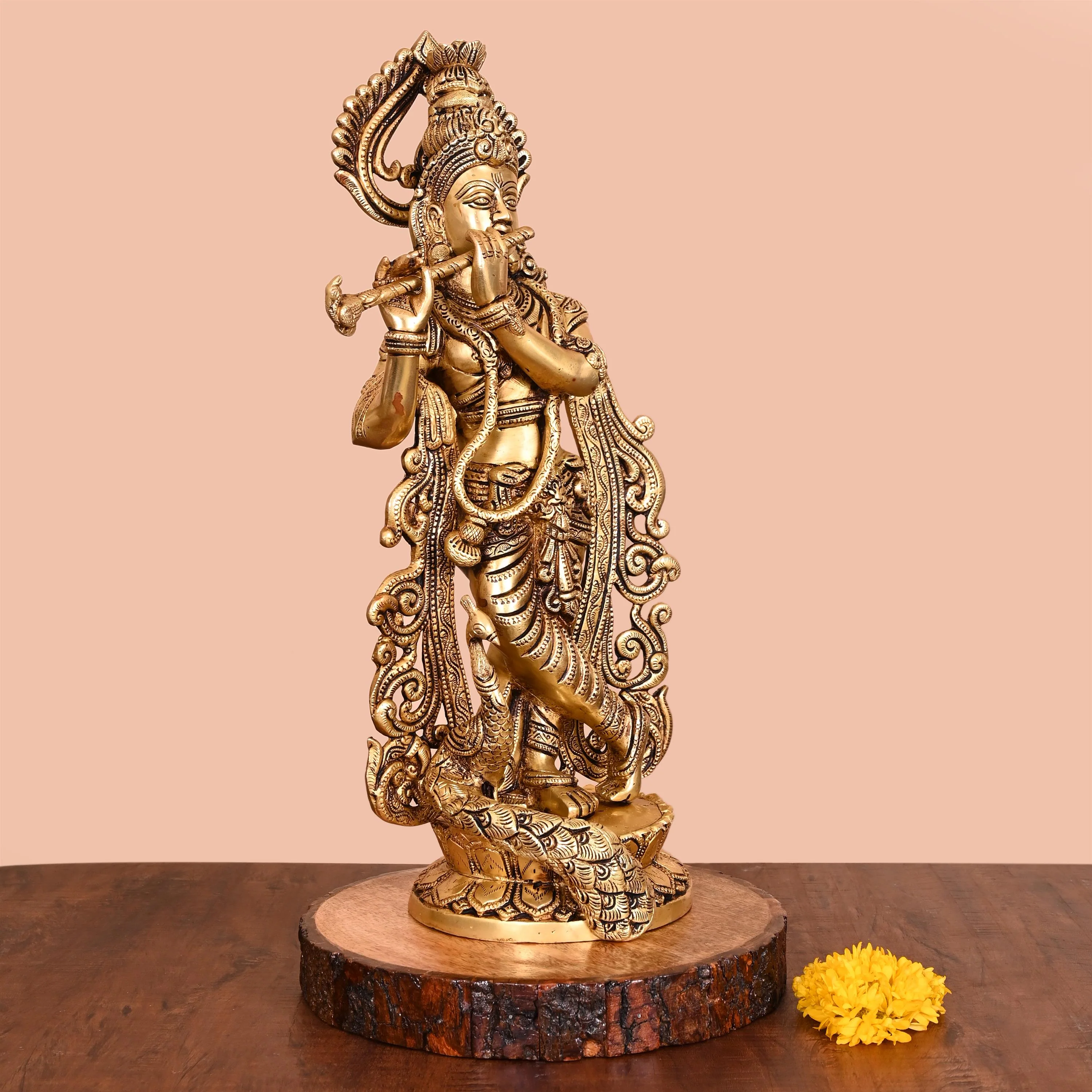 Brass Standing Lord Krishna Statue (18 Inch) - Image 2