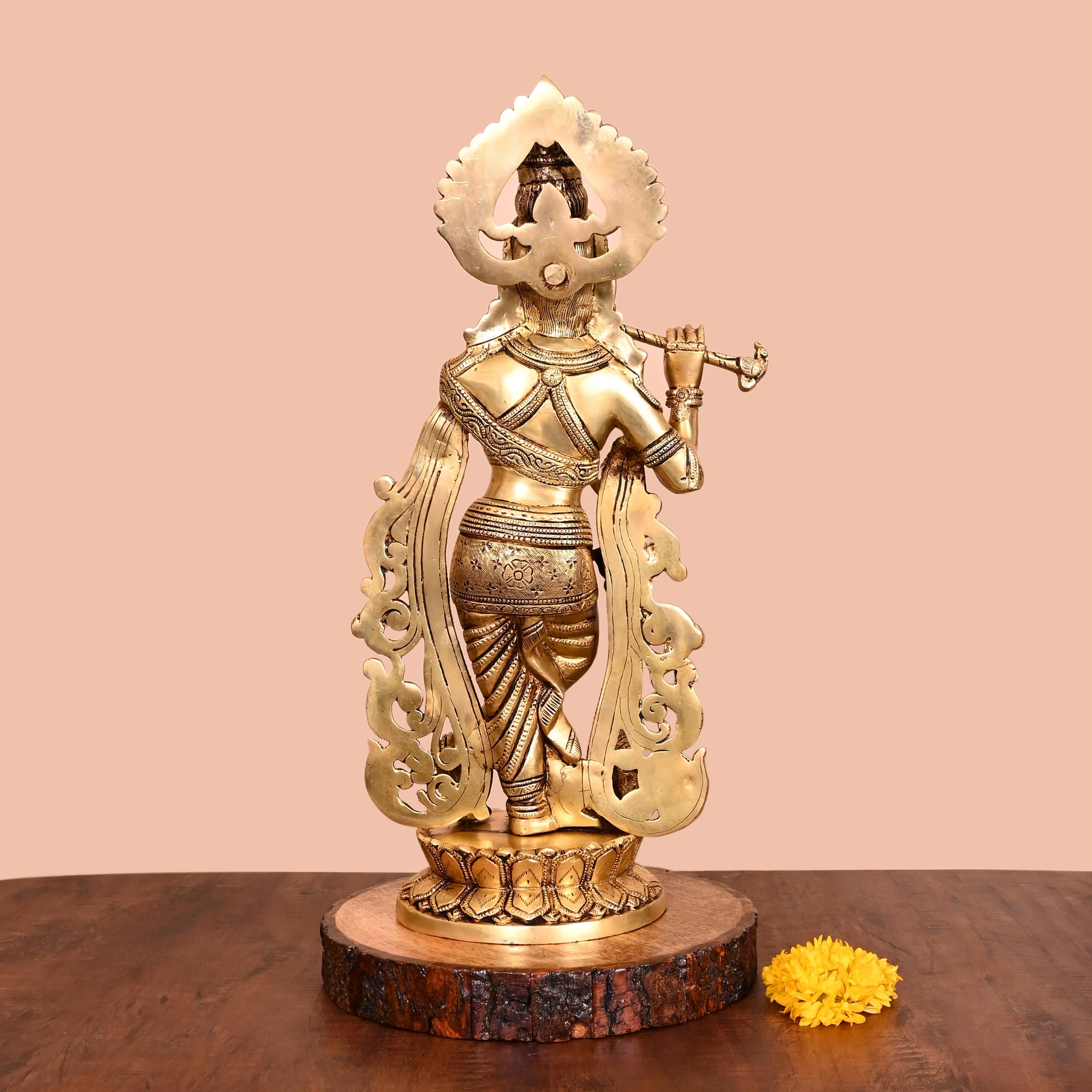 Brass Standing Lord Krishna Statue (18 Inch) - Image 3