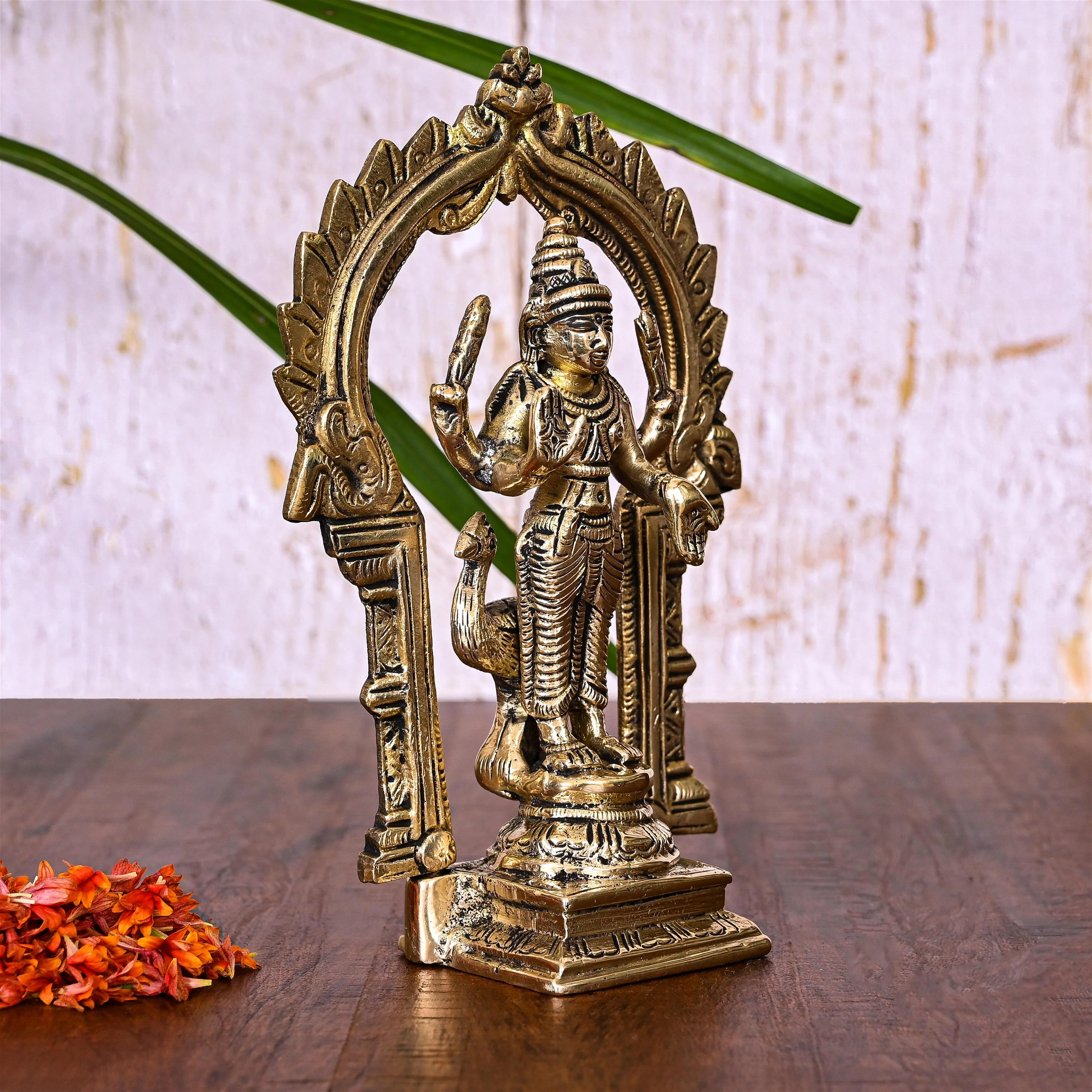 Brass Standing Lord Murugan/Kartikeya Frame Idol (6.5 Inch) - Image 10