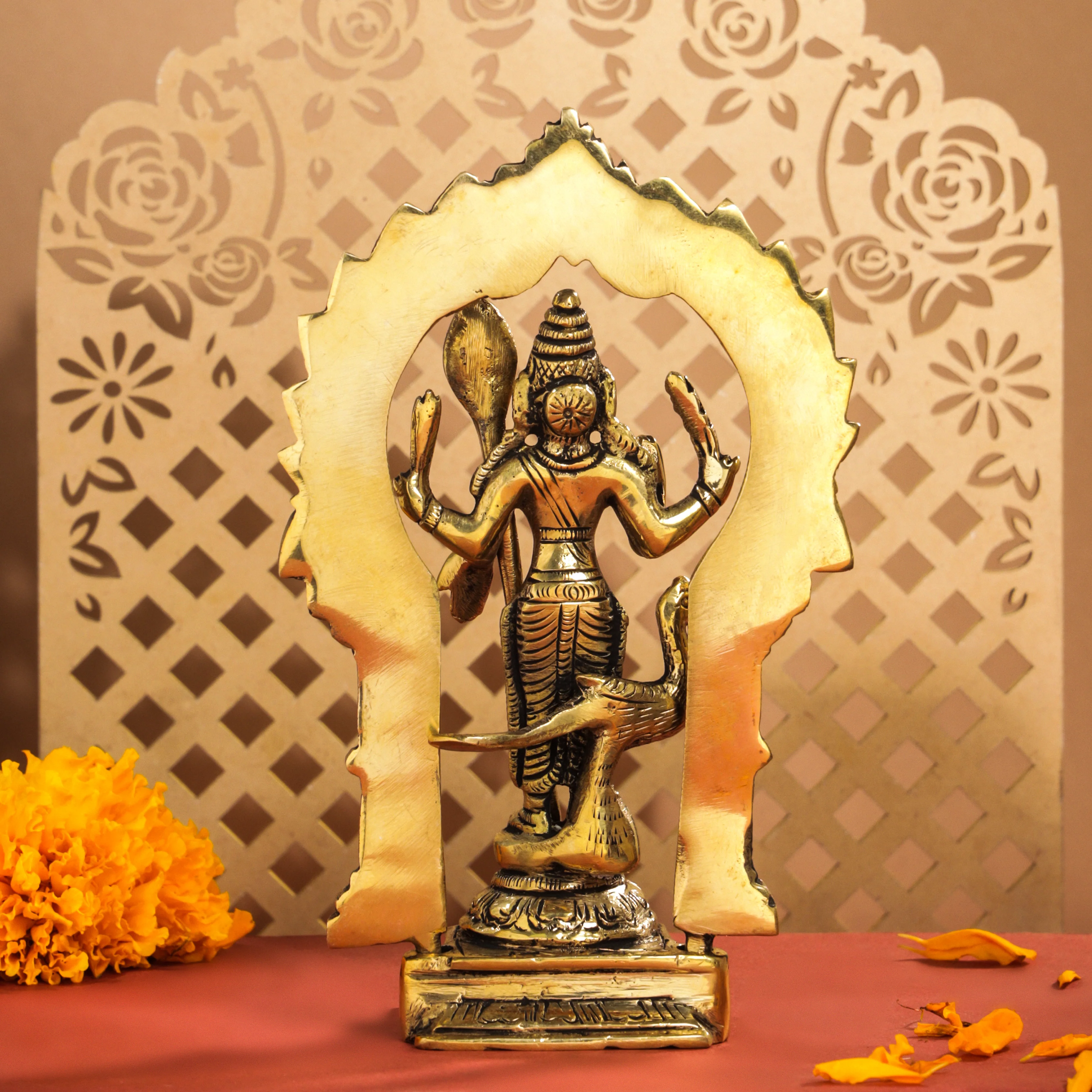 Brass Standing Lord Murugan/Kartikeya Frame Idol (6.5 Inch) - Image 3