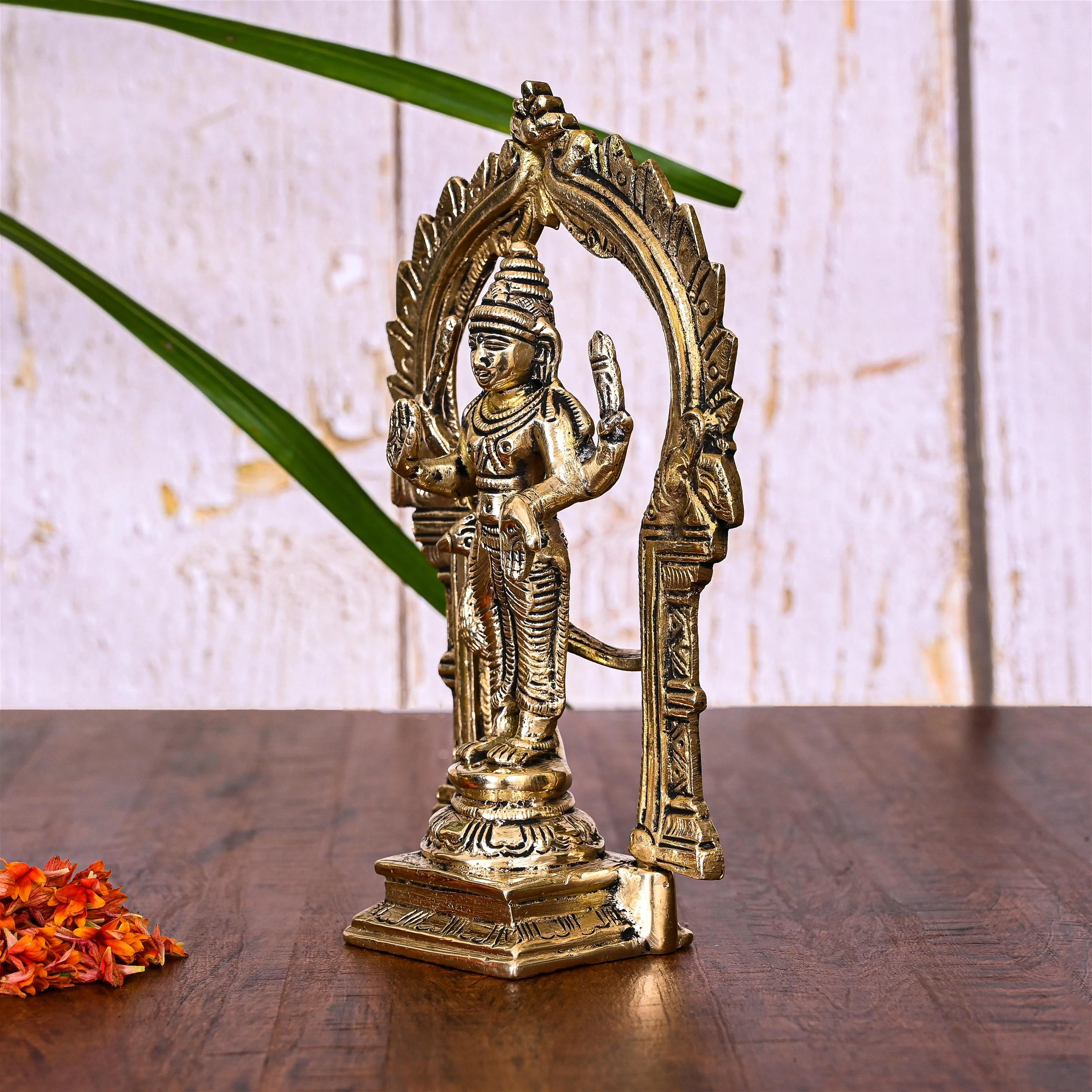 Brass Standing Lord Murugan/Kartikeya Frame Idol (6.5 Inch) - Image 9