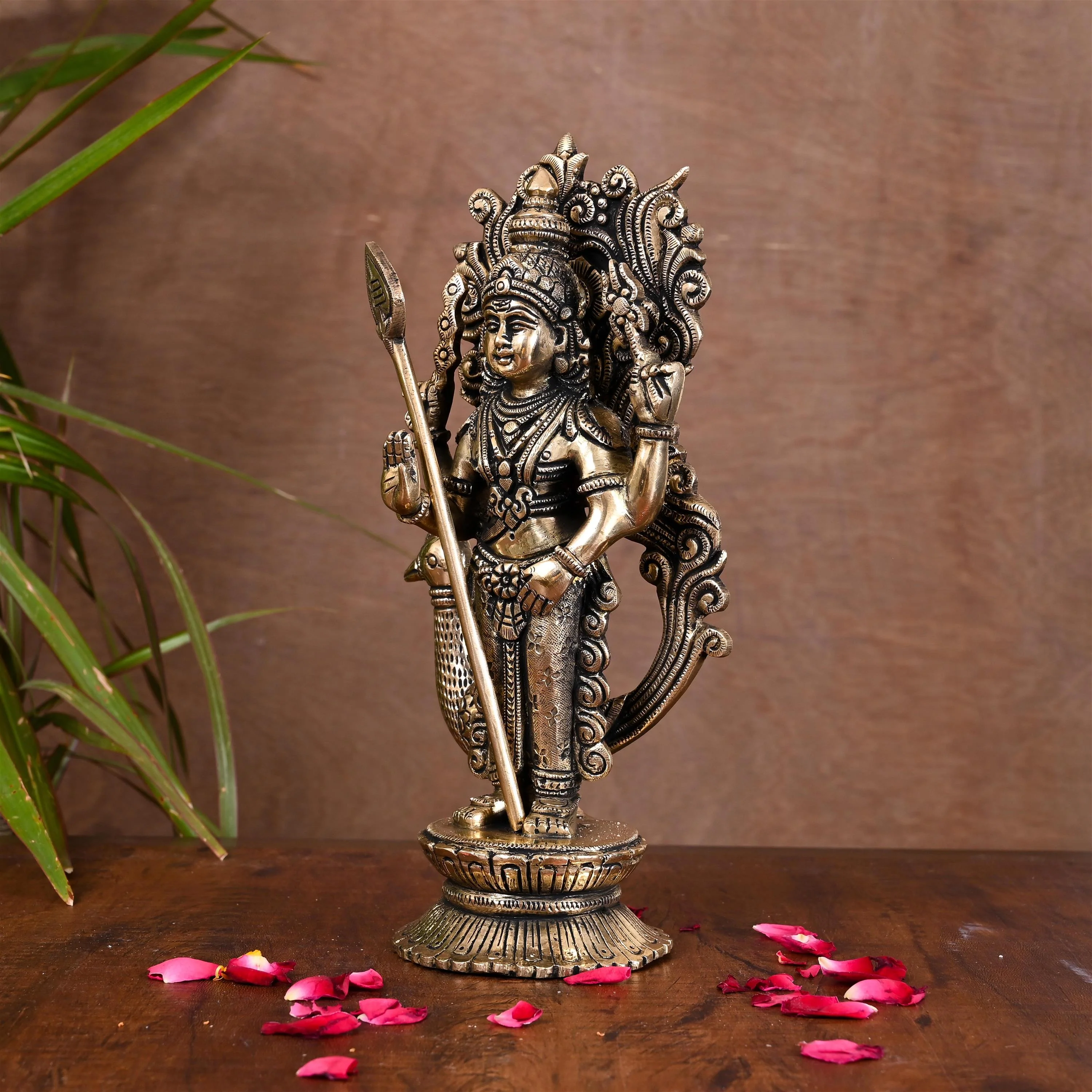 Brass Standing Lord Murugan/Kartikeya Idol (10 Inch) - Image 2