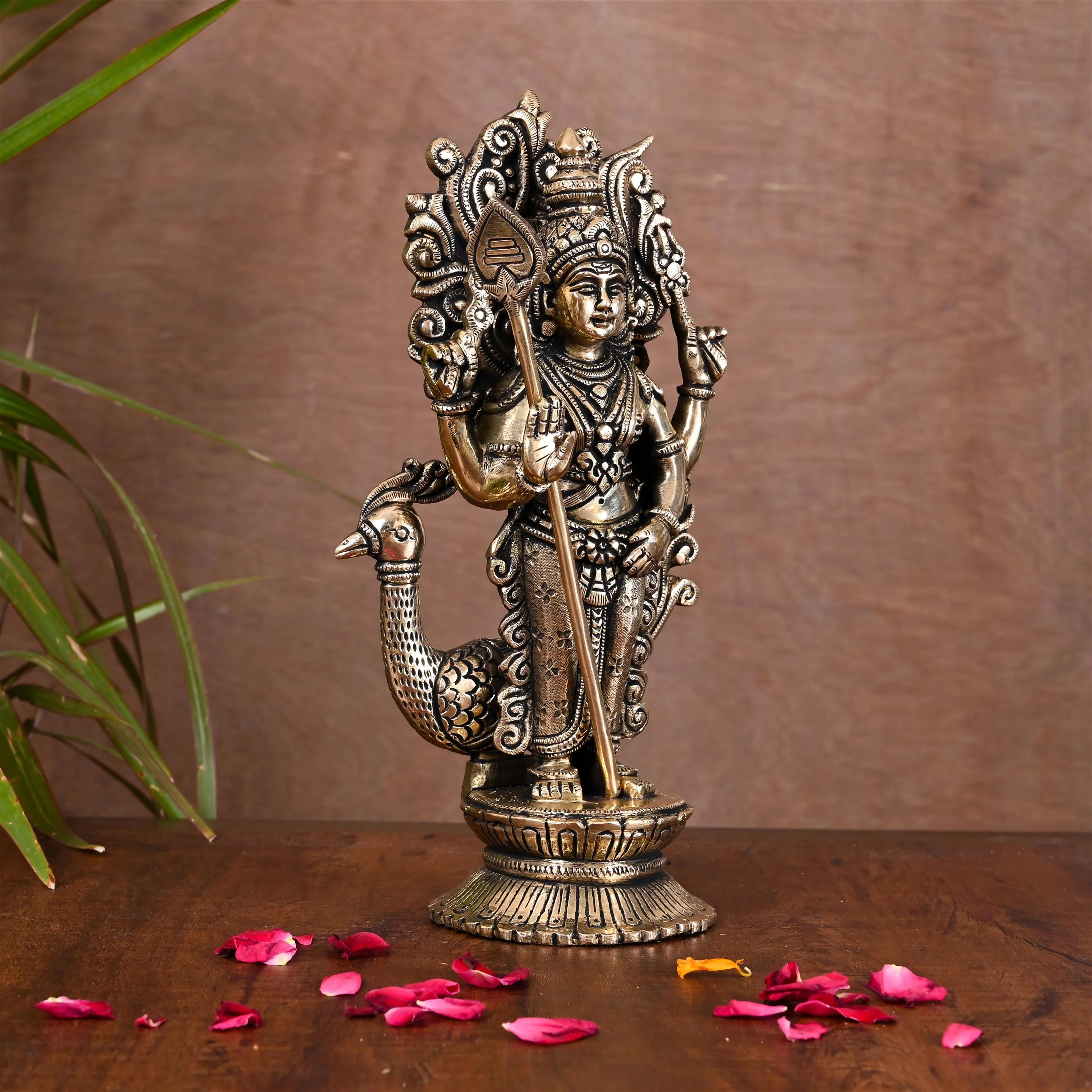 Brass Standing Lord Murugan/Kartikeya Idol (10 Inch) - Image 3