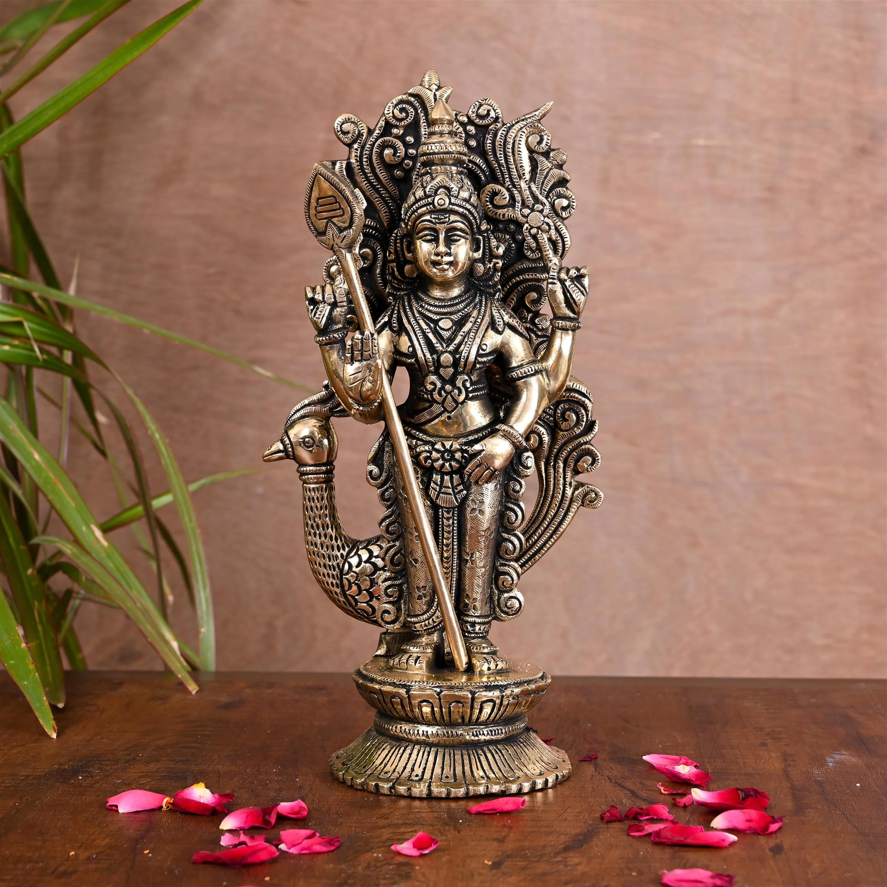 Brass Standing Lord Murugan/Kartikeya Idol (10 Inch) - Image 4