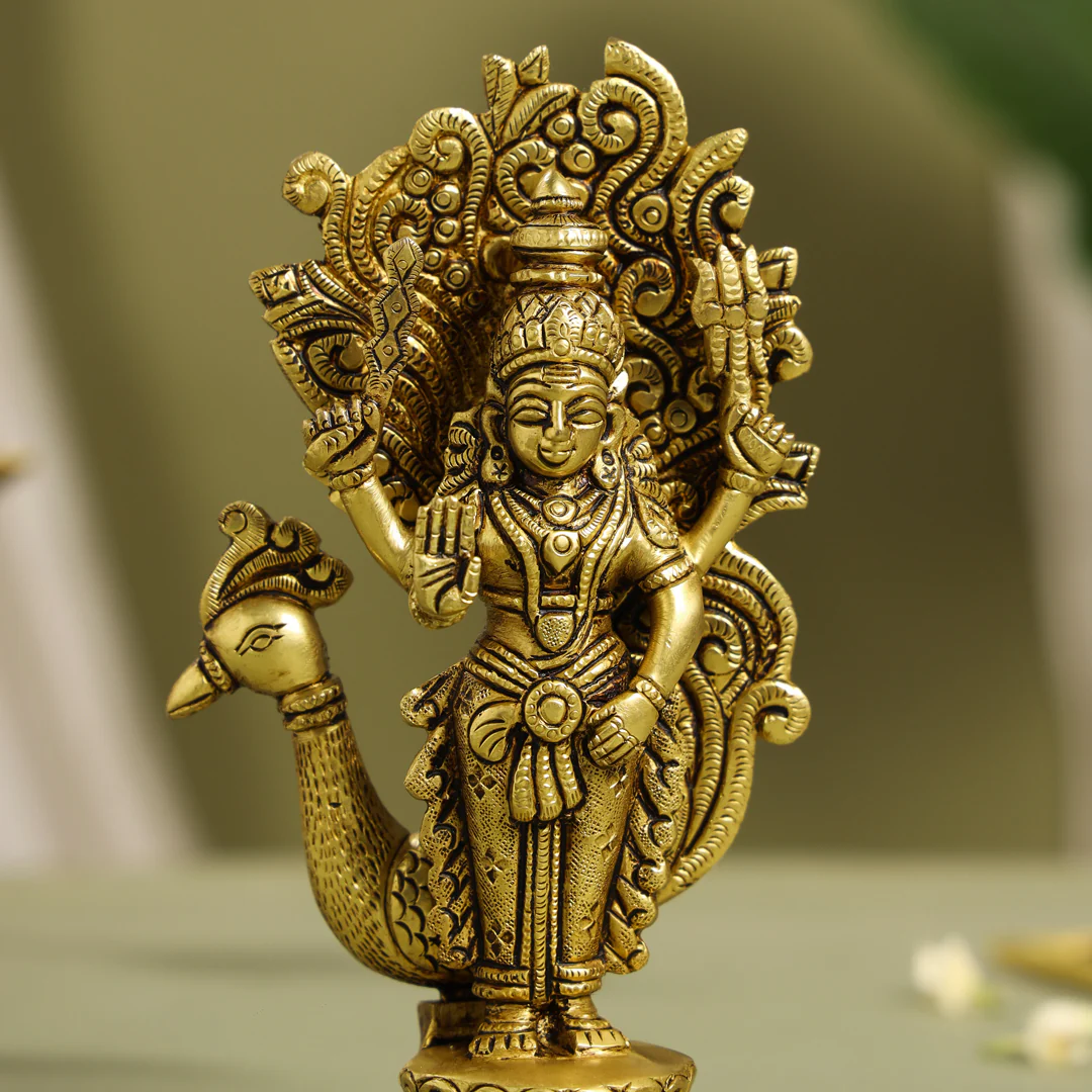 Brass Standing Lord Murugan/Kartikeya Idol (7 Inch) - Image 5
