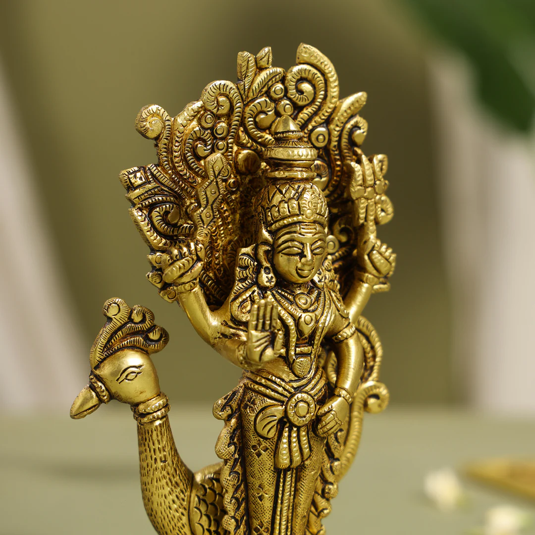 Brass Standing Lord Murugan/Kartikeya Idol (7 Inch) - Image 6