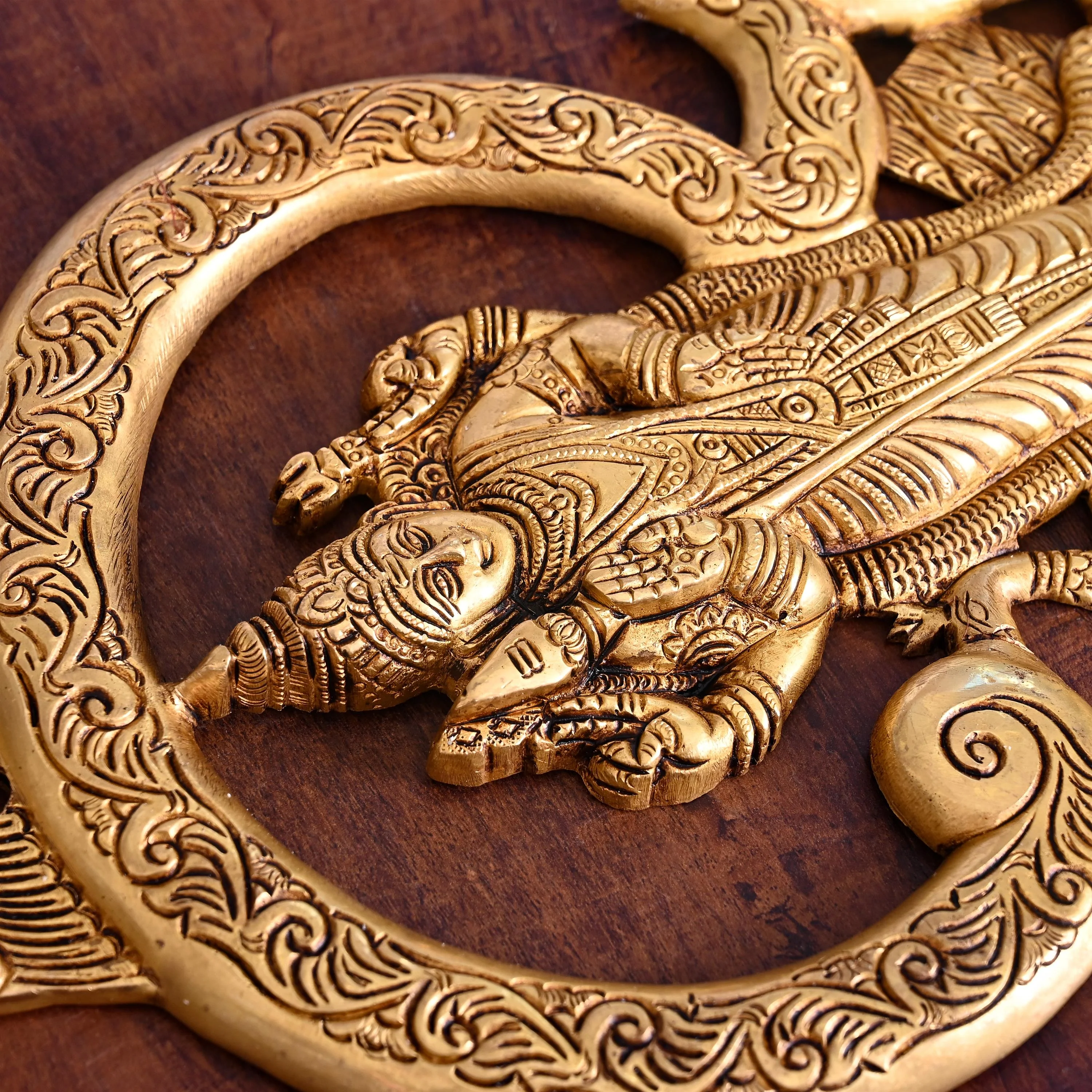 Brass Lord Murugan/Kartikeya Wall Hanging (13.5 Inch) - Image 3
