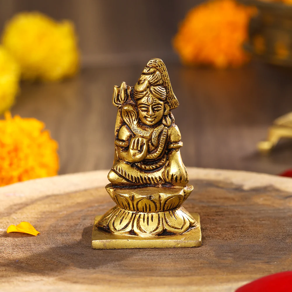 Brass Sitting Lord Shiva Idol (3 Inch)