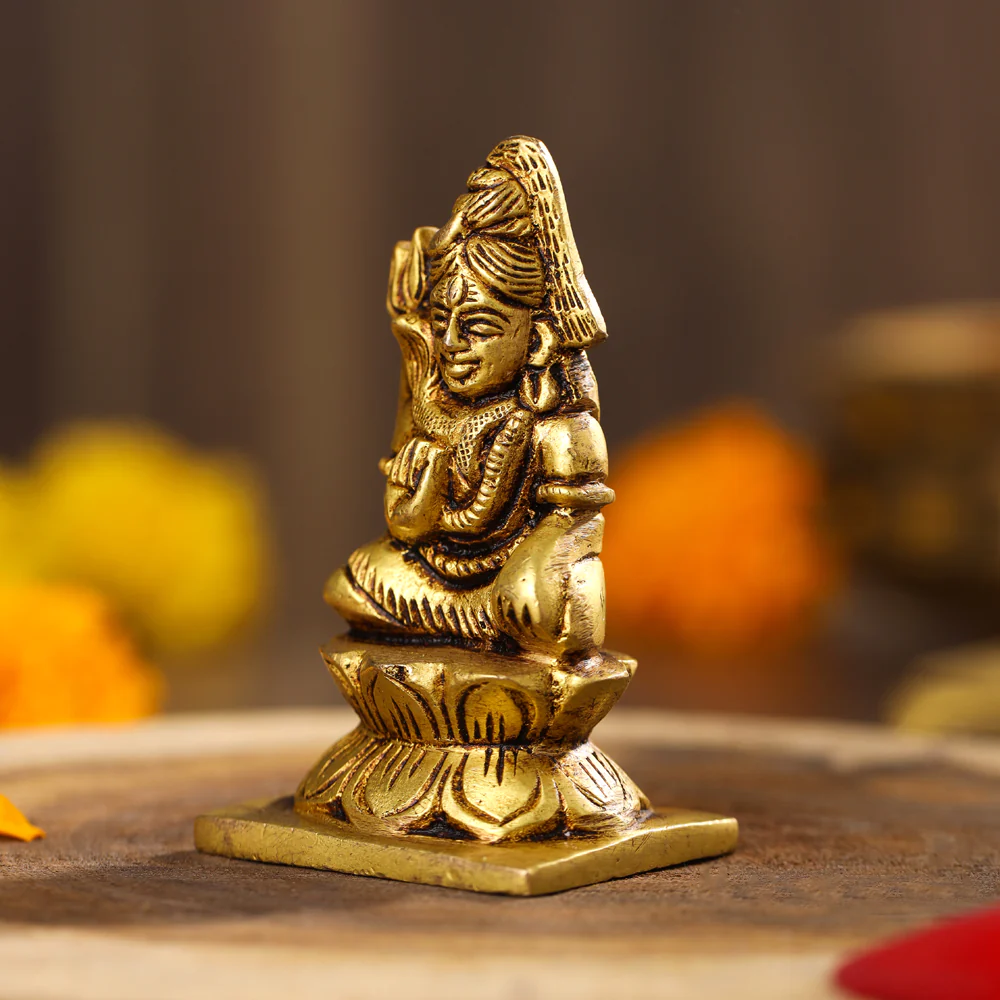 Brass Sitting Lord Shiva Idol (3 Inch) - Image 3