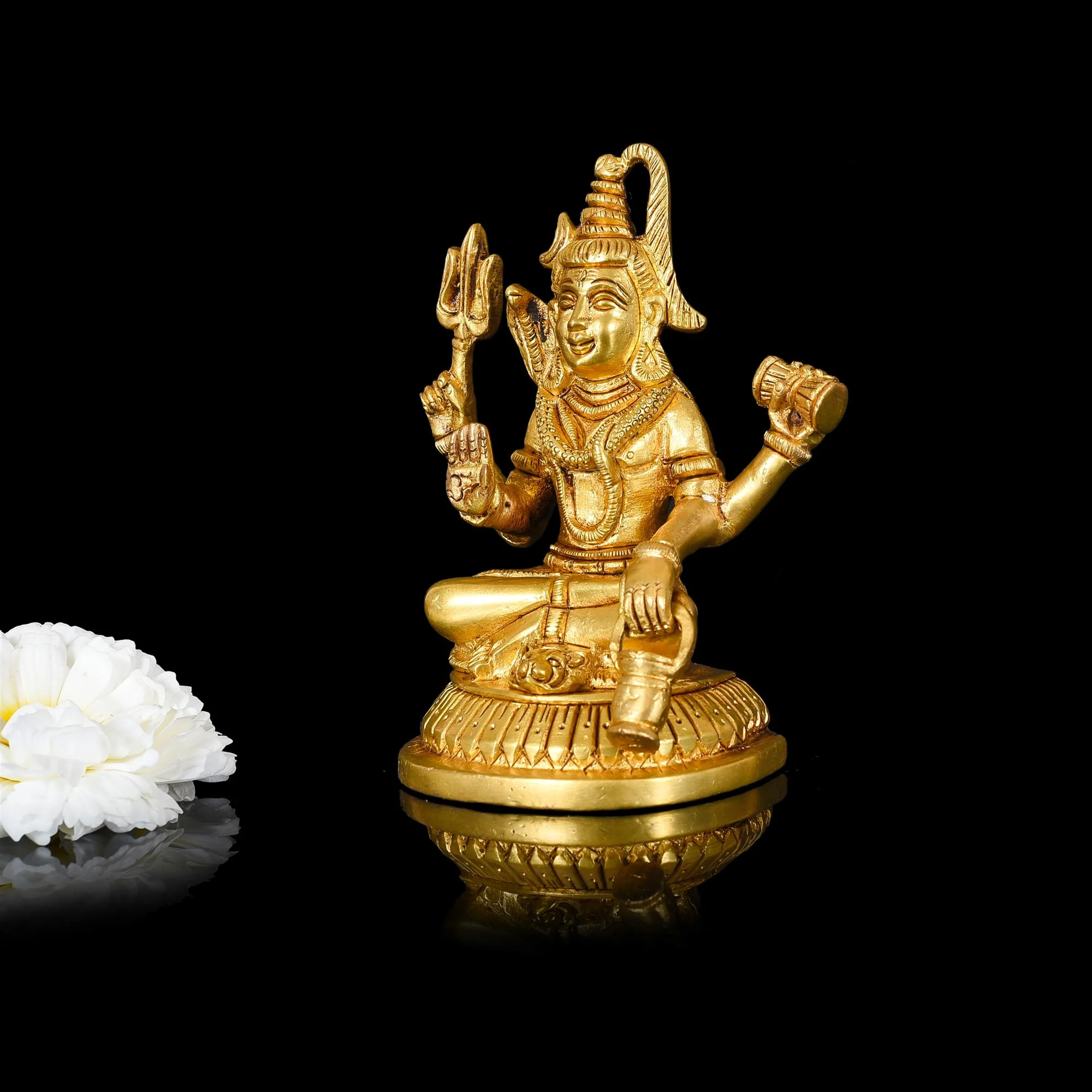 Brass Sitting Lord Shiva Idol (5 Inch) - Image 3