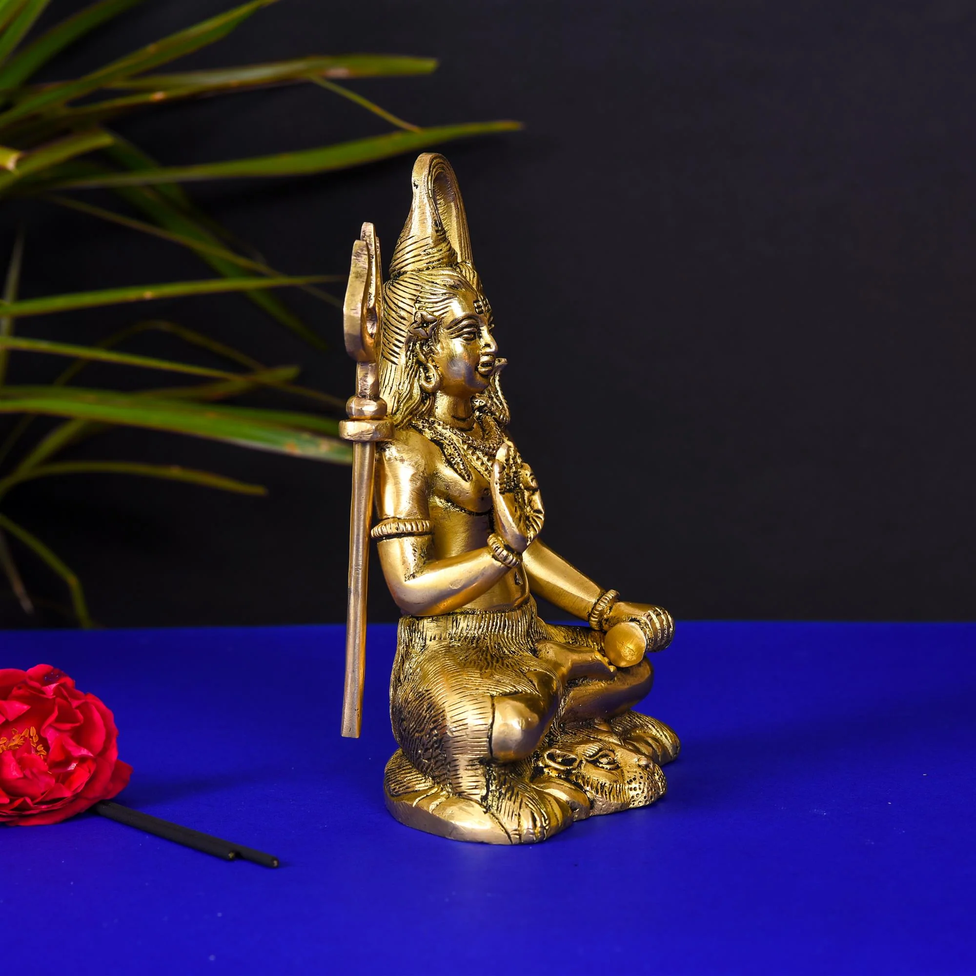 Brass Sitting Lord Shiva Idol (6.5 Inch) - Image 3
