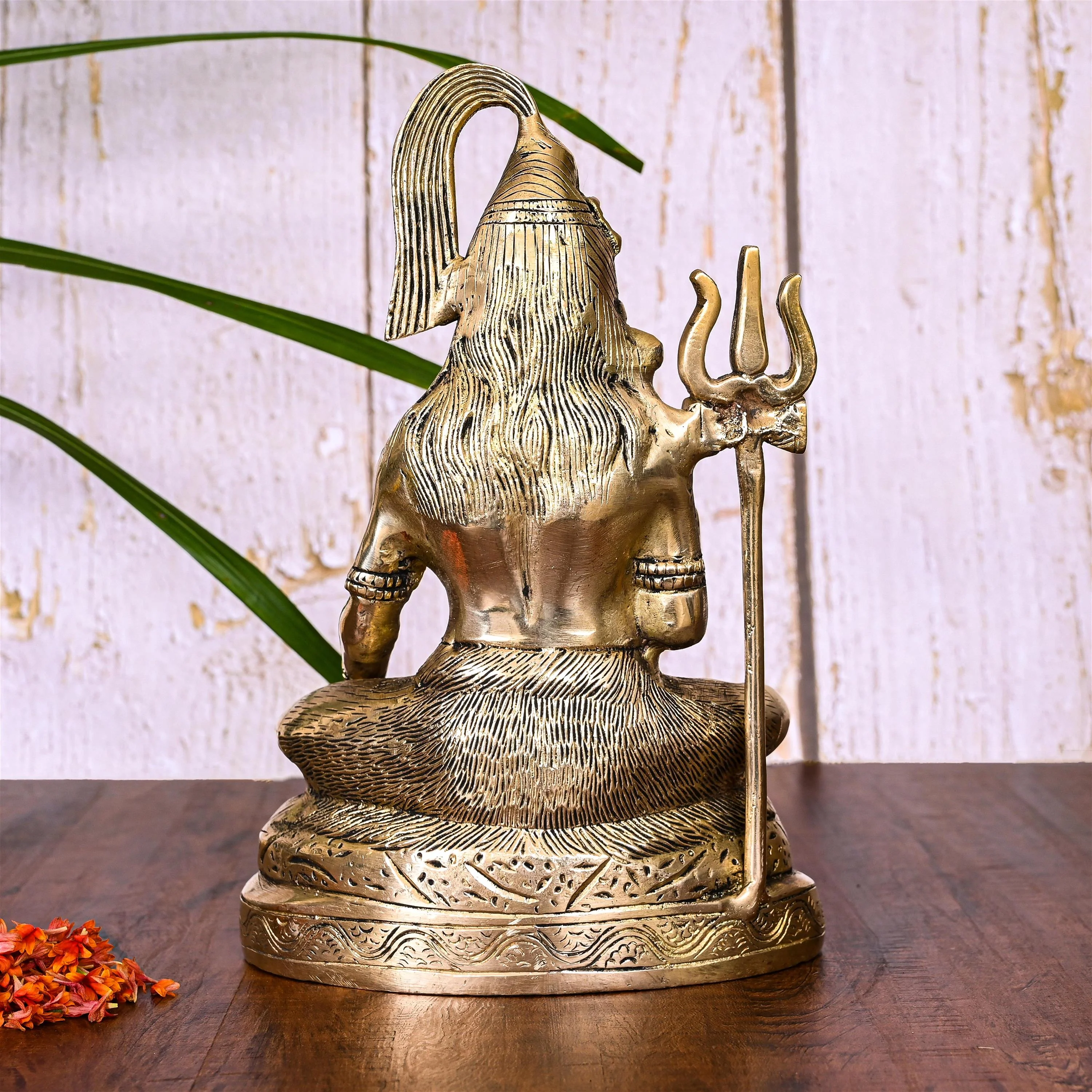 Brass Sitting Lord Shiva Idol (9 Inch) - Image 3