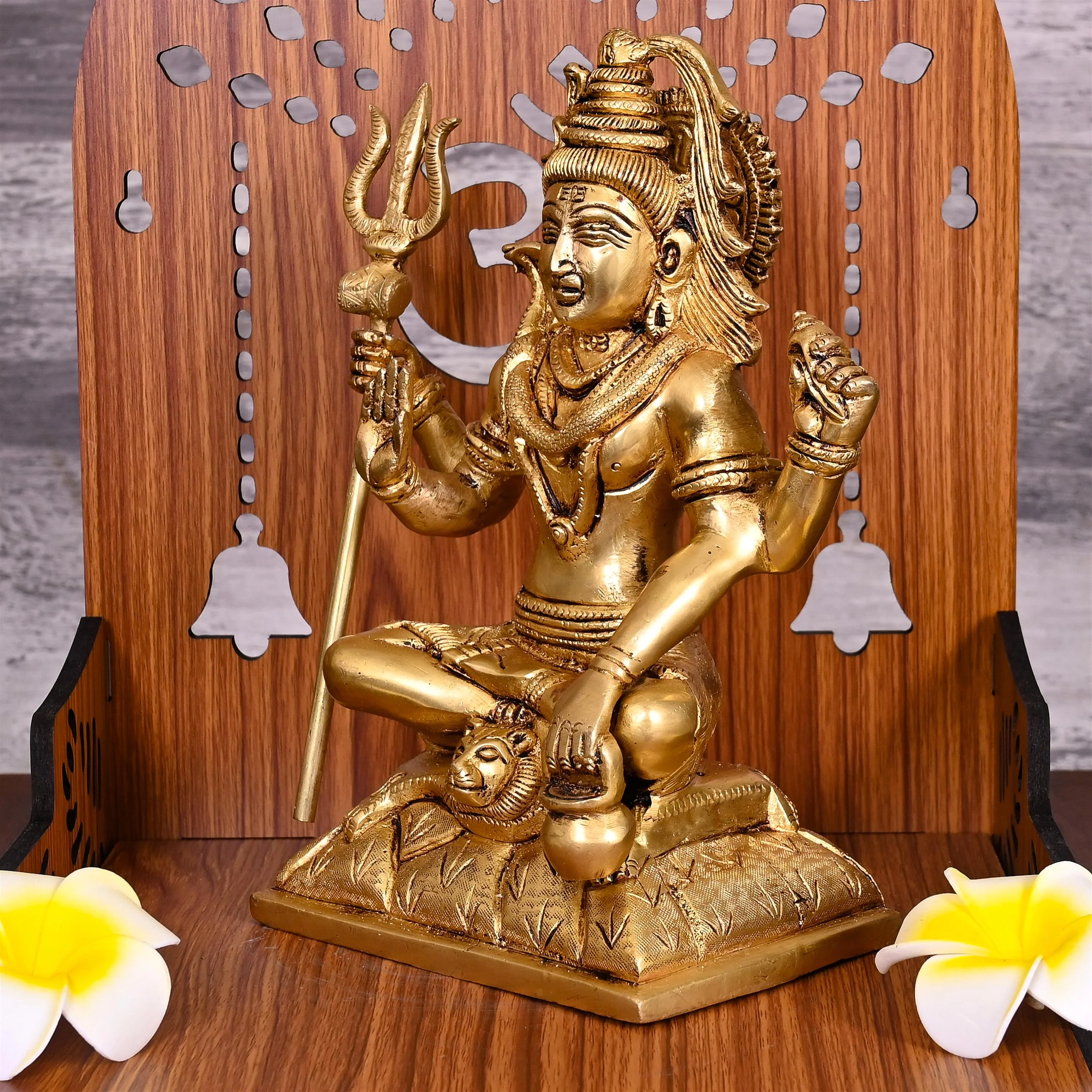 Brass Sitting Lord Shiva Idol Statue (8.5 Inch) - Image 2