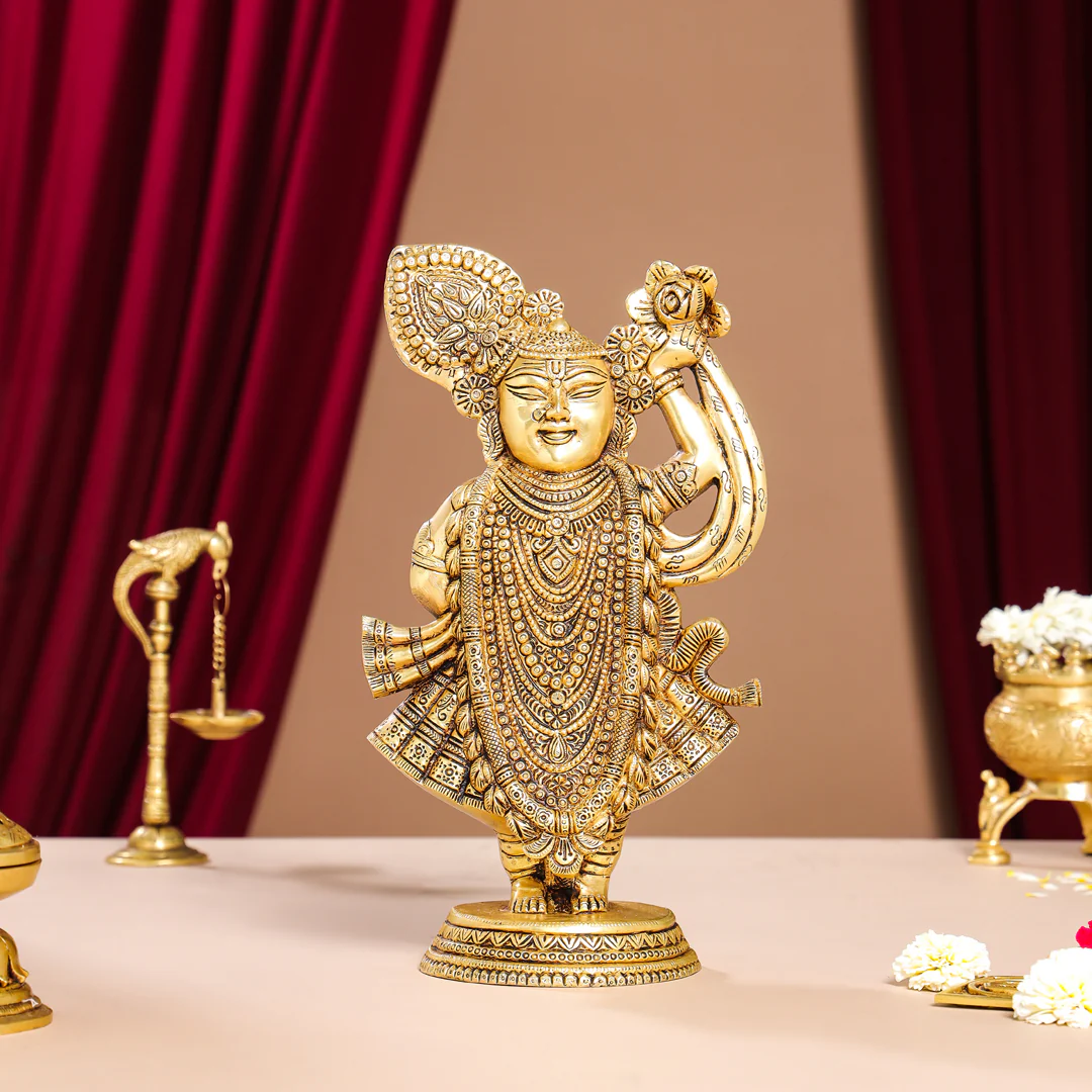 Brass Lord Shrinathji Idol (13 Inch)