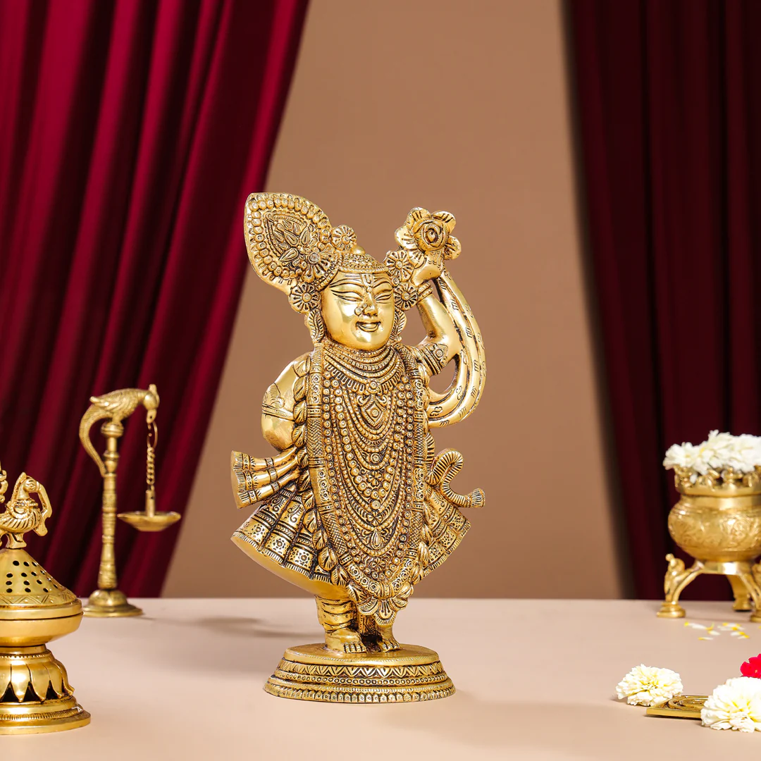 Brass Lord Shrinathji Idol (13 Inch) - Image 3