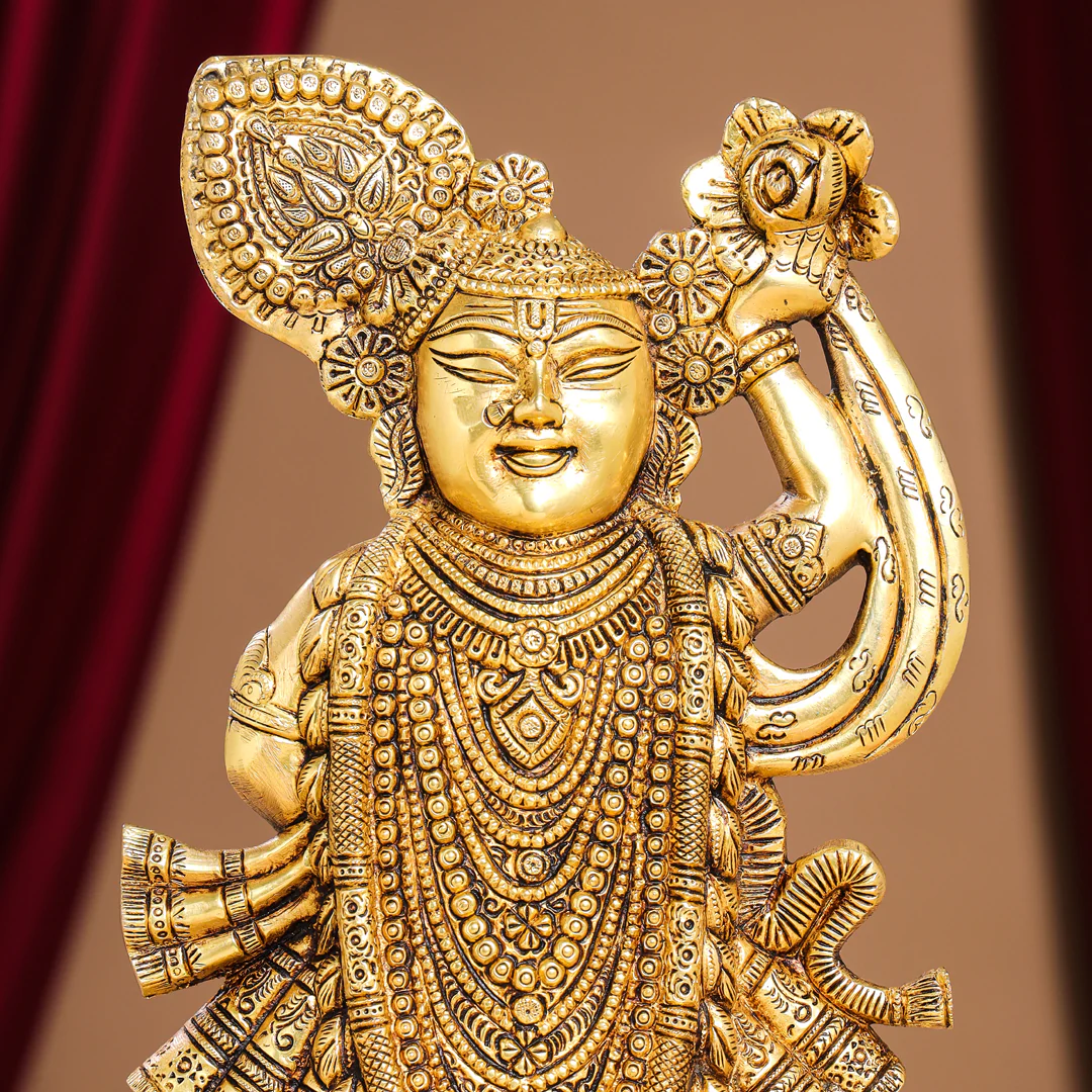 Brass Lord Shrinathji Idol (13 Inch) - Image 5