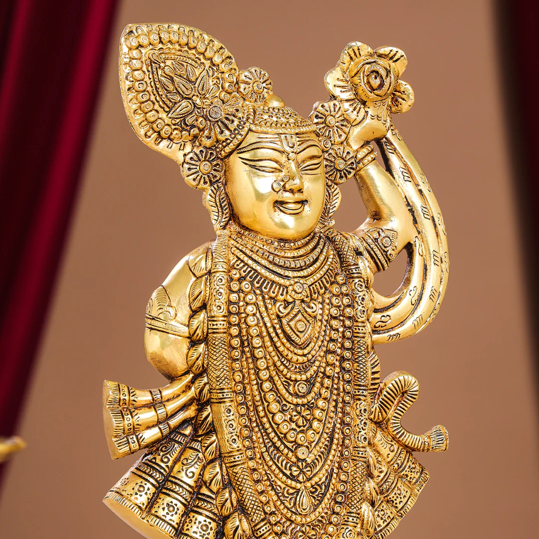 Brass Lord Shrinathji Idol (13 Inch) - Image 7