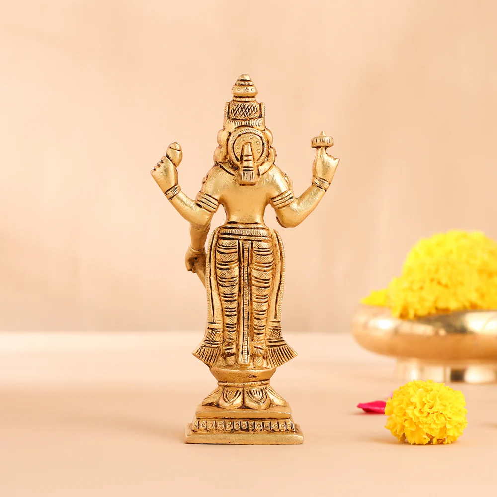 Brass Lord Vishnu Idol (7 Inch) - Image 3