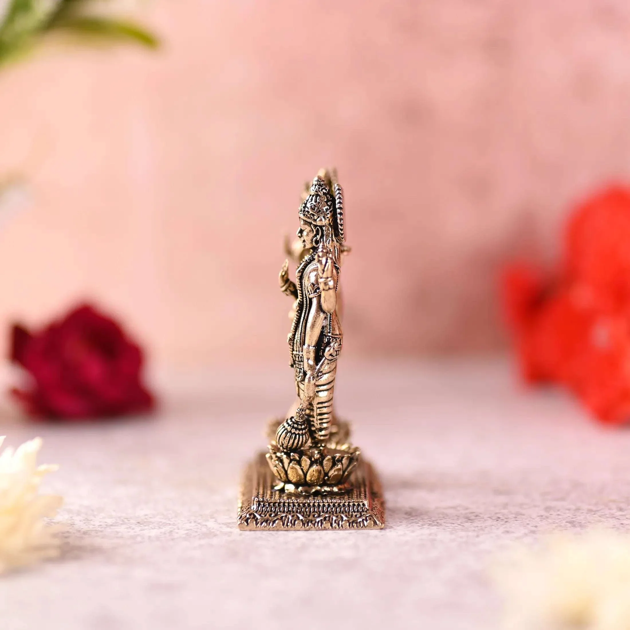 Brass Lord Vishnu And Lakshmi Standing Lightweight Idol (3.2 Inch) - Image 3