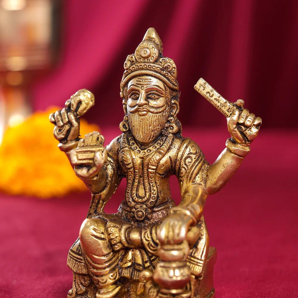 Brass Lord Vishwakarma Idol (4.5 Inch) - Image 2