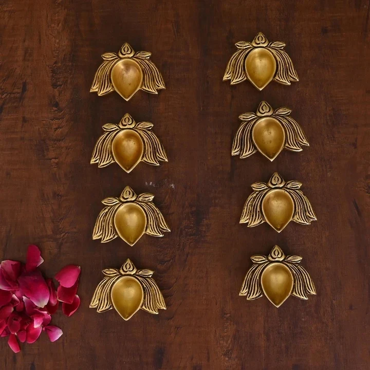 Brass Lotus Flower Diya Set - Image 2