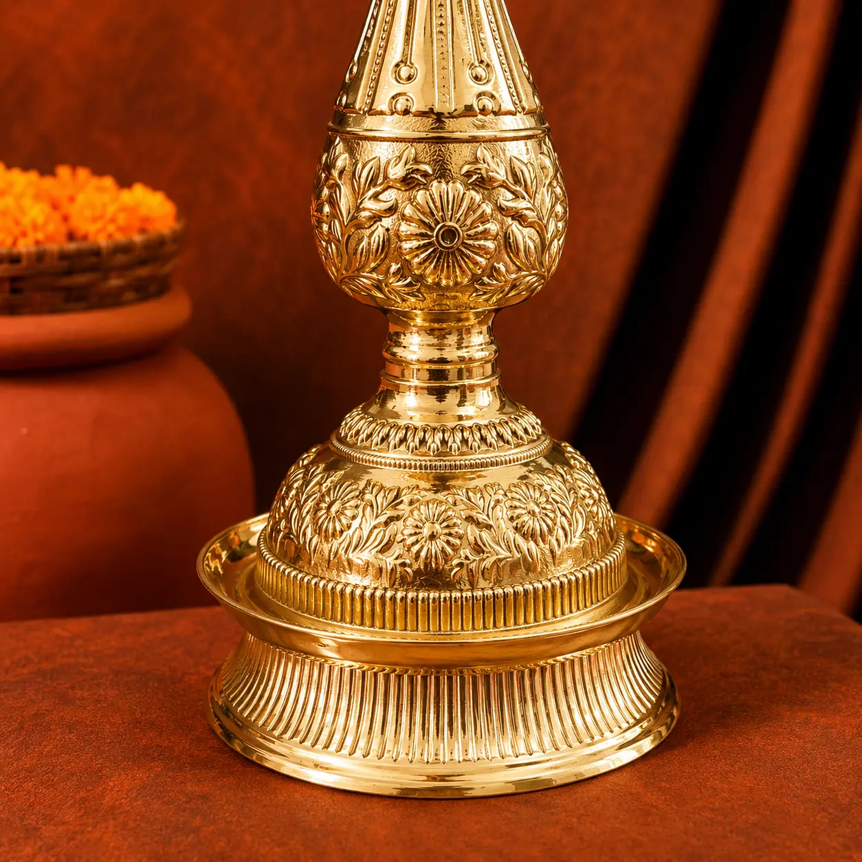 Brass Mahalakshmi Peacock Samai Lamp - Image 4