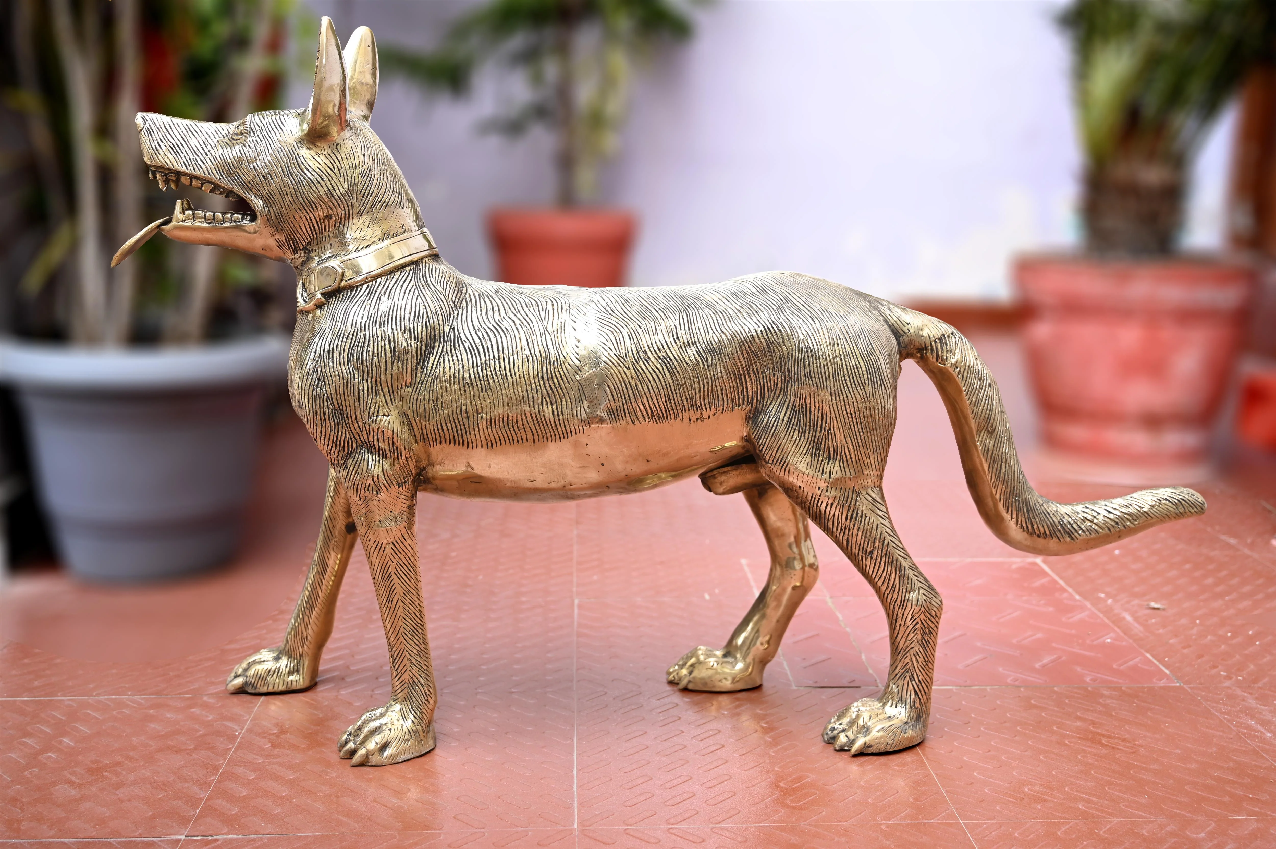 Brass Majestic Dog Figurine (24.5 Inch) - Image 2