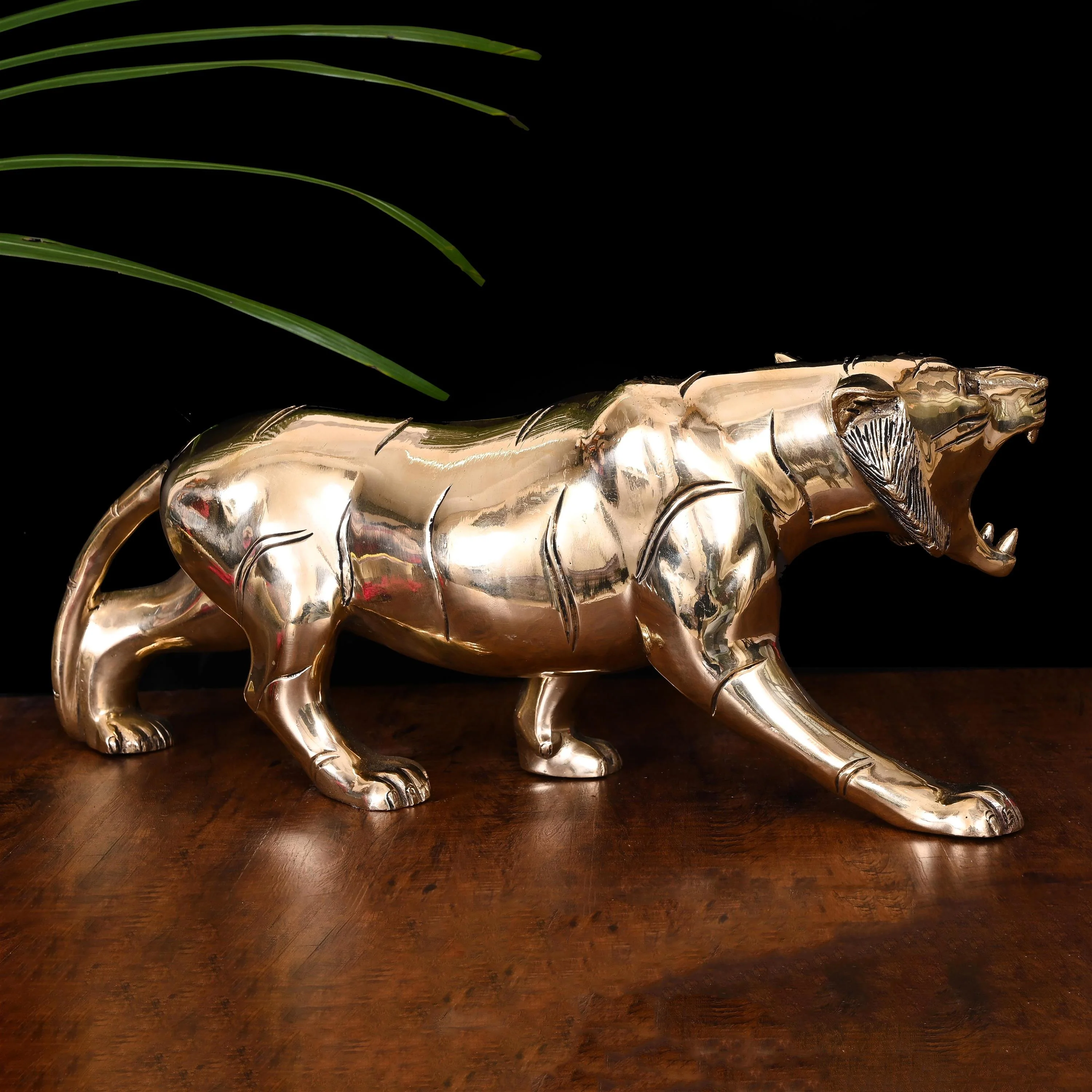 Brass Majestic Roaring Tiger Statue (7.5 Inch) - Image 2
