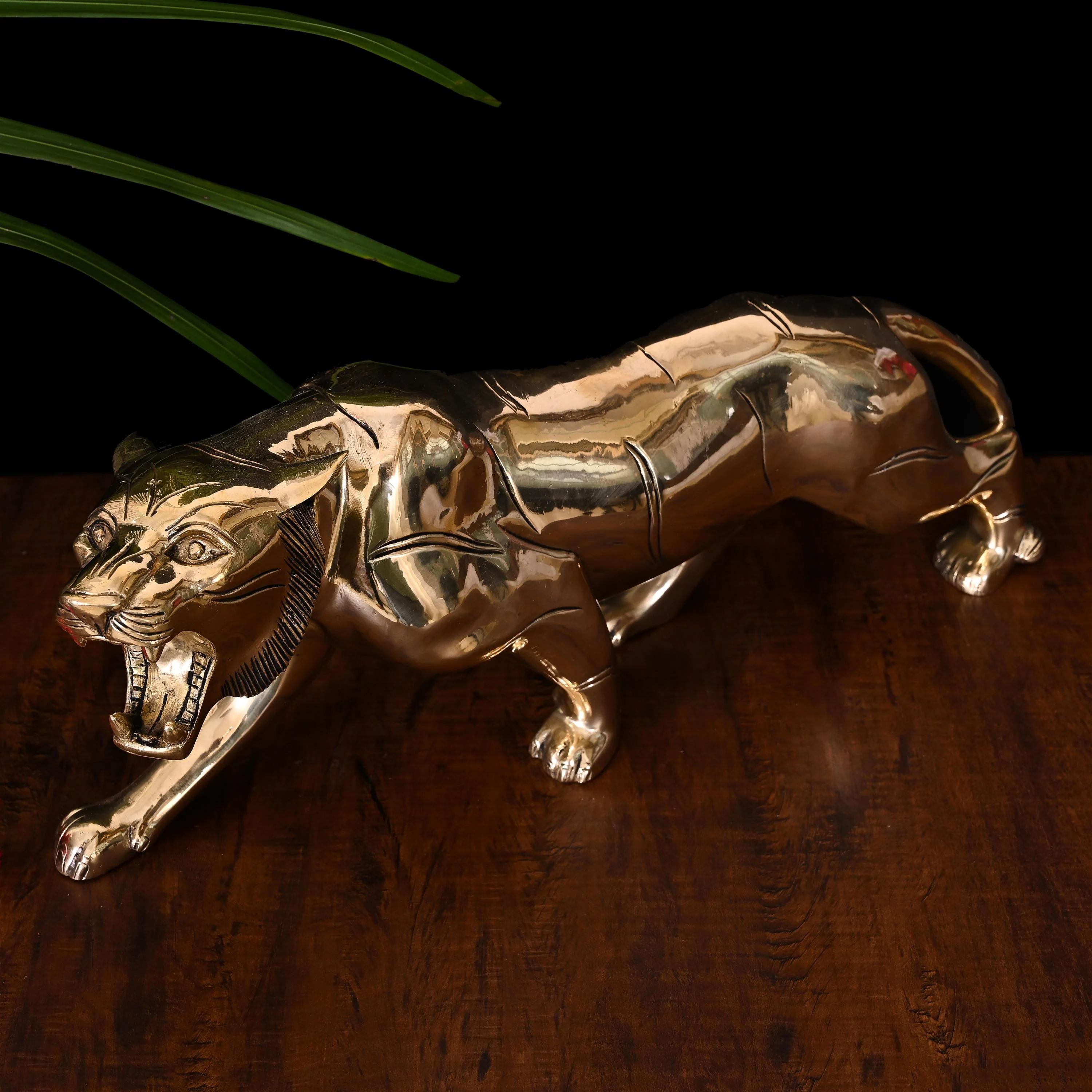 Brass Majestic Roaring Tiger Statue (7.5 Inch) - Image 3