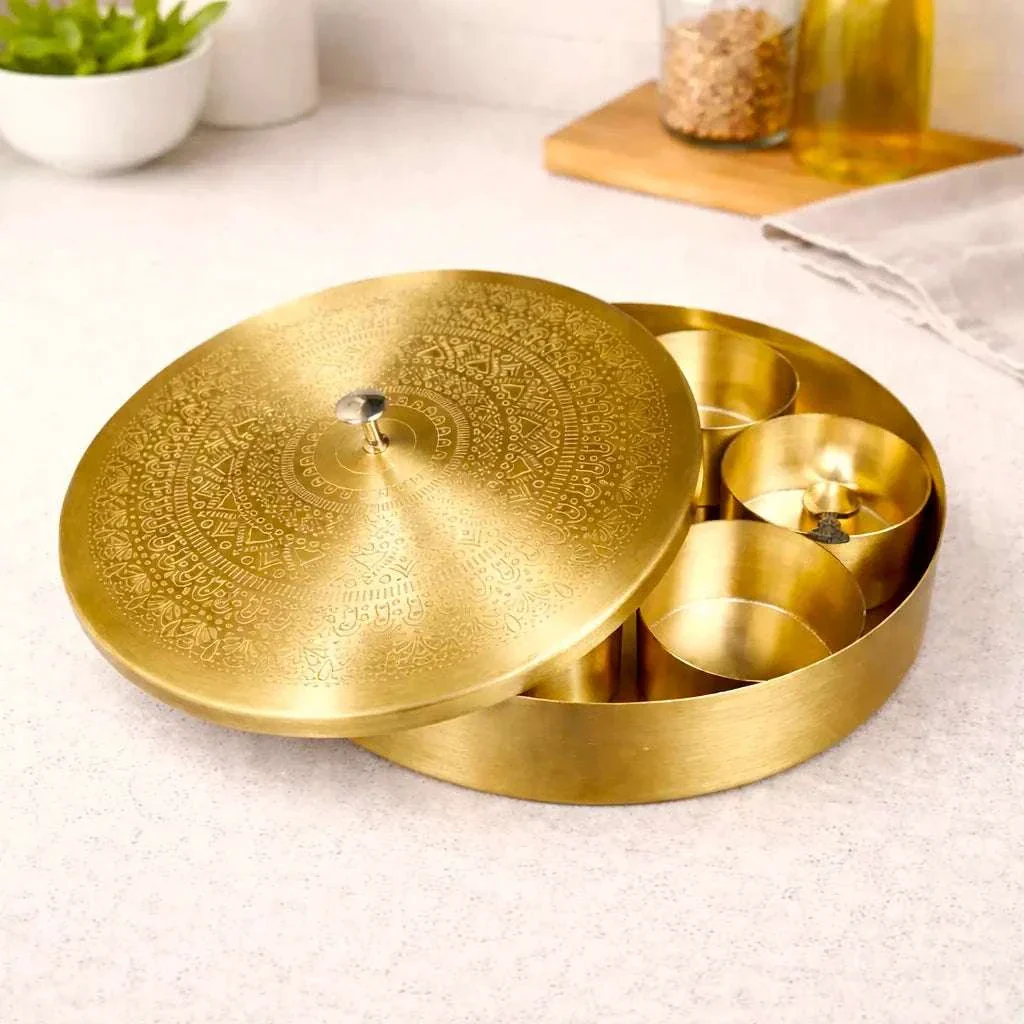 Brass Matt Finish Masala Daani / Spice Box (2.5 Inch) - Image 2