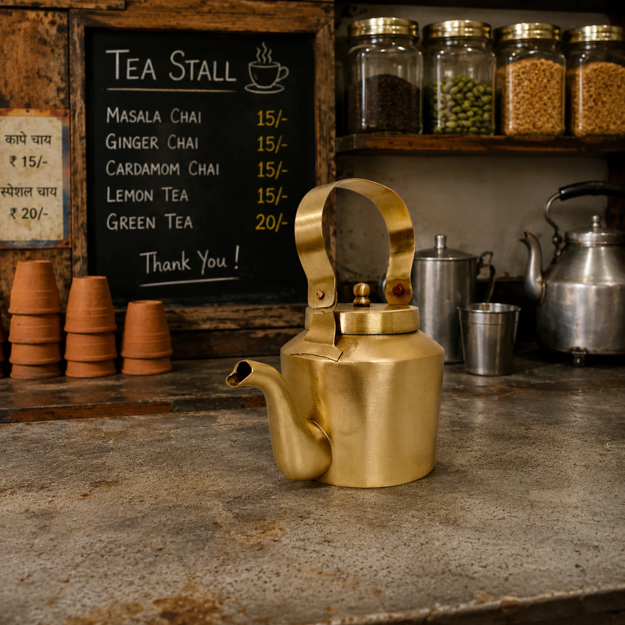 Brass Matt Finish Tea Pot/Kettle (3.7 Inch) - Image 3