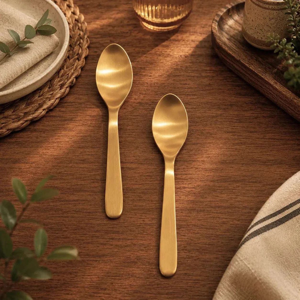 Brass Matt Fork & Spoon Set (7 Inch) - Image 11