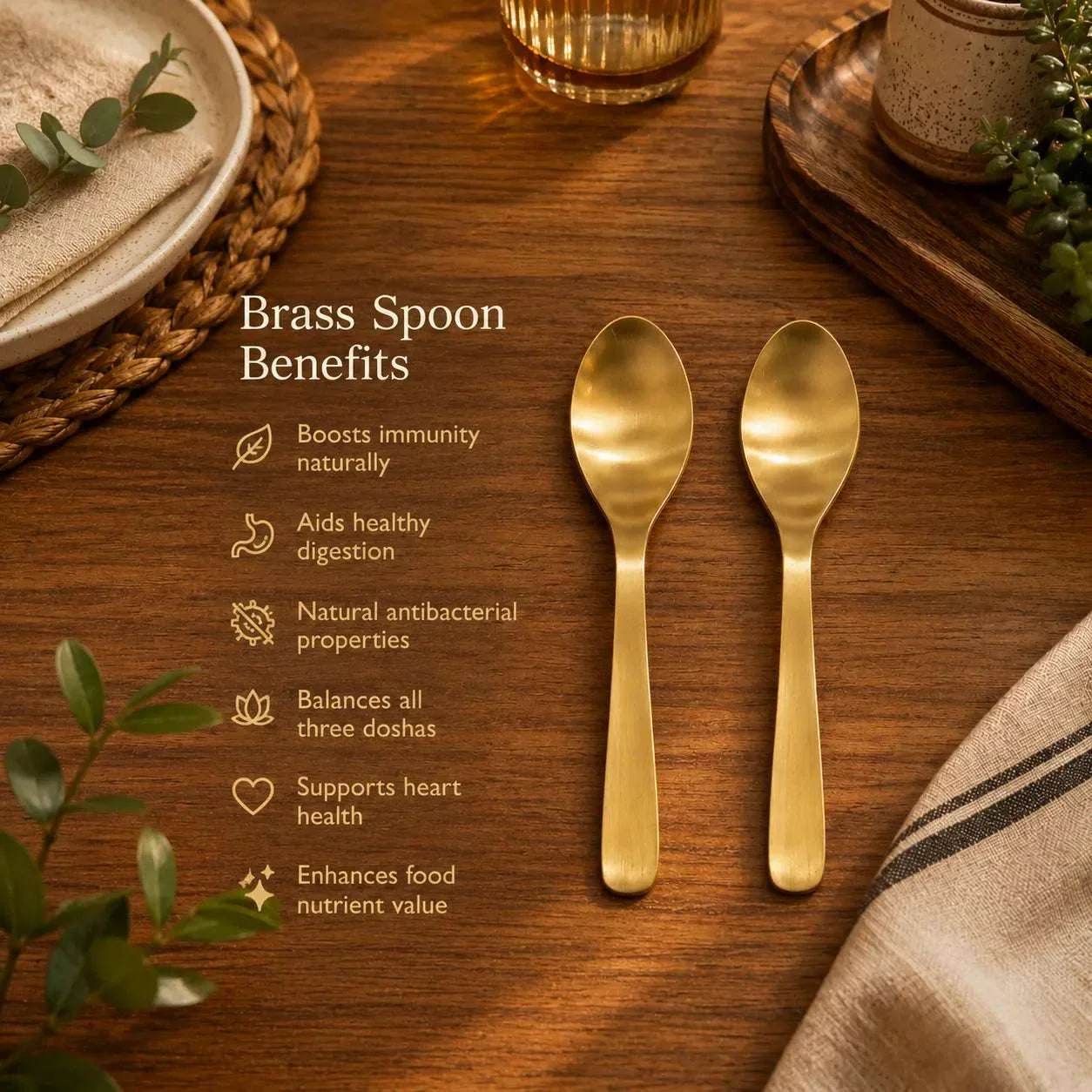 Brass Matt Fork & Spoon Set (7 Inch) - Image 13