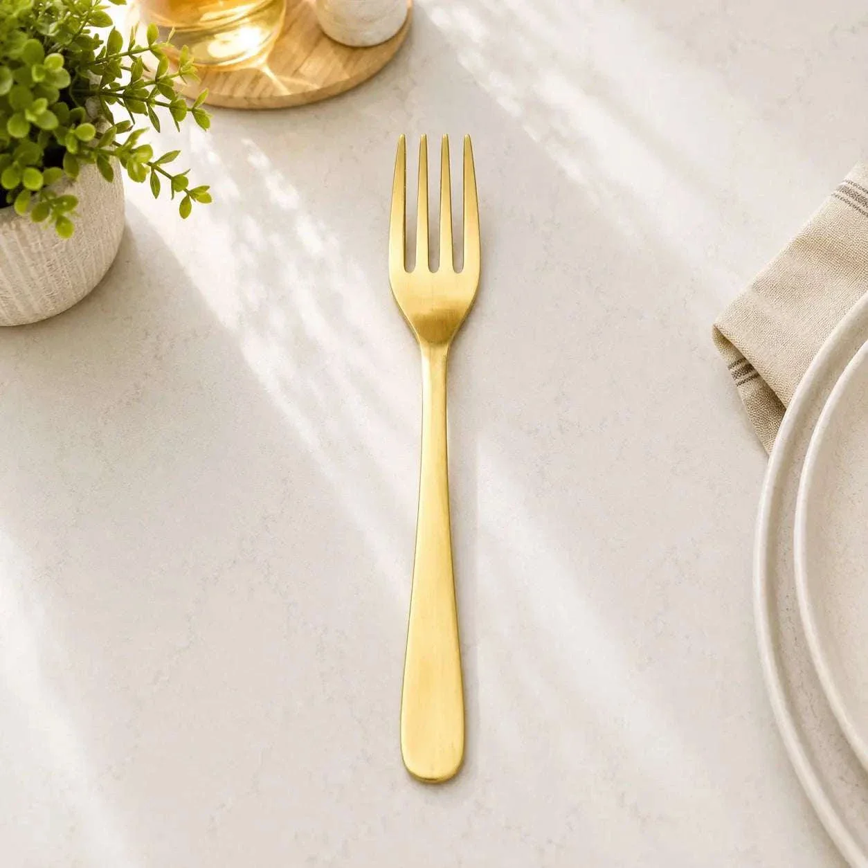 Brass Matt Fork & Spoon Set (7 Inch) - Image 6