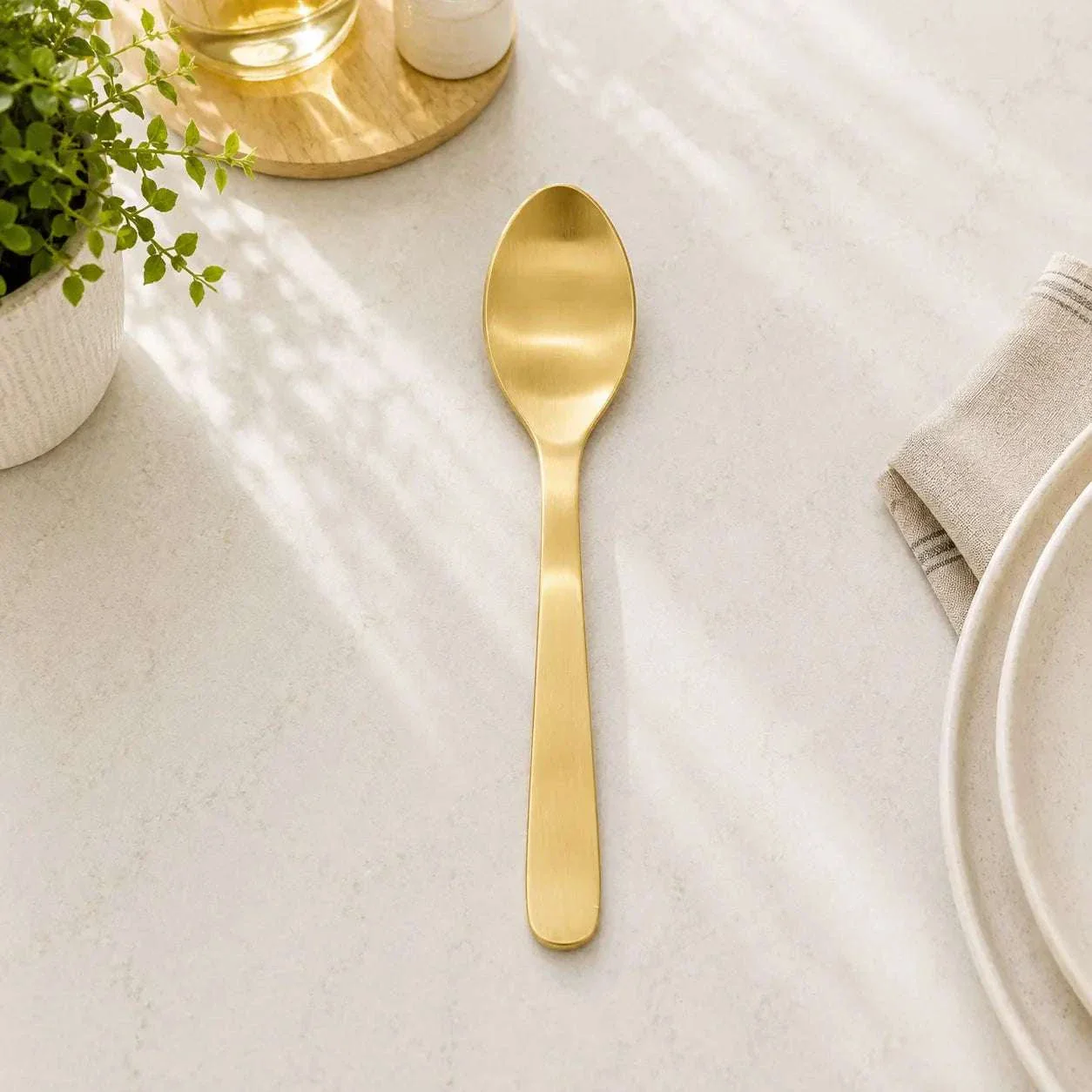 Brass Matt Fork & Spoon Set (7 Inch) - Image 7