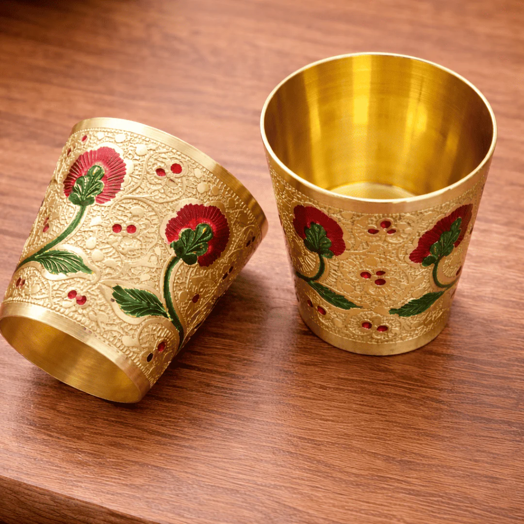 Brass Meenakari Glass Pair (2.2 Inch) - Image 4