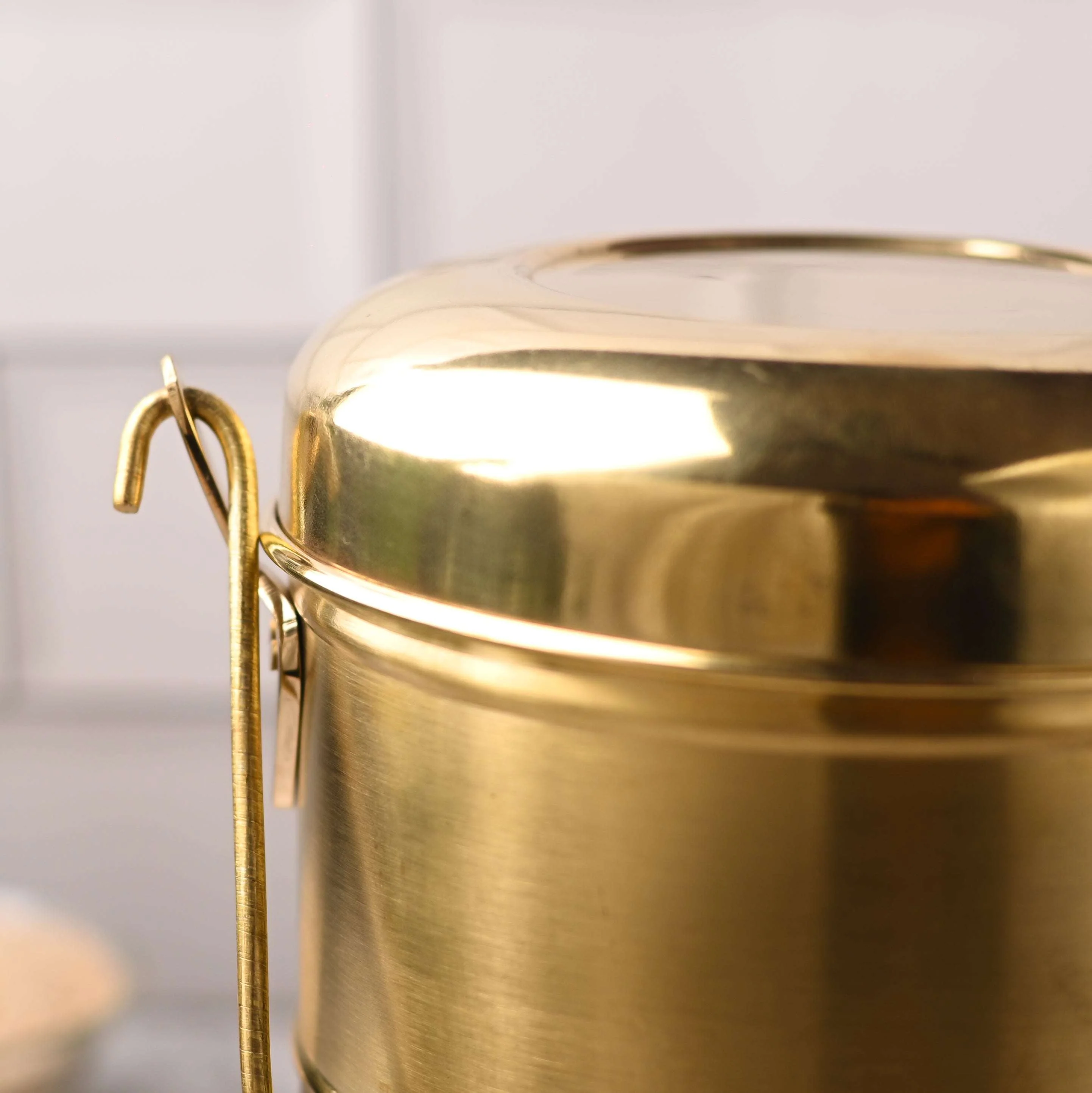 Brass Elegant Hammered Milk Pot With Lid – Traditional Indian Brassware - Image 4