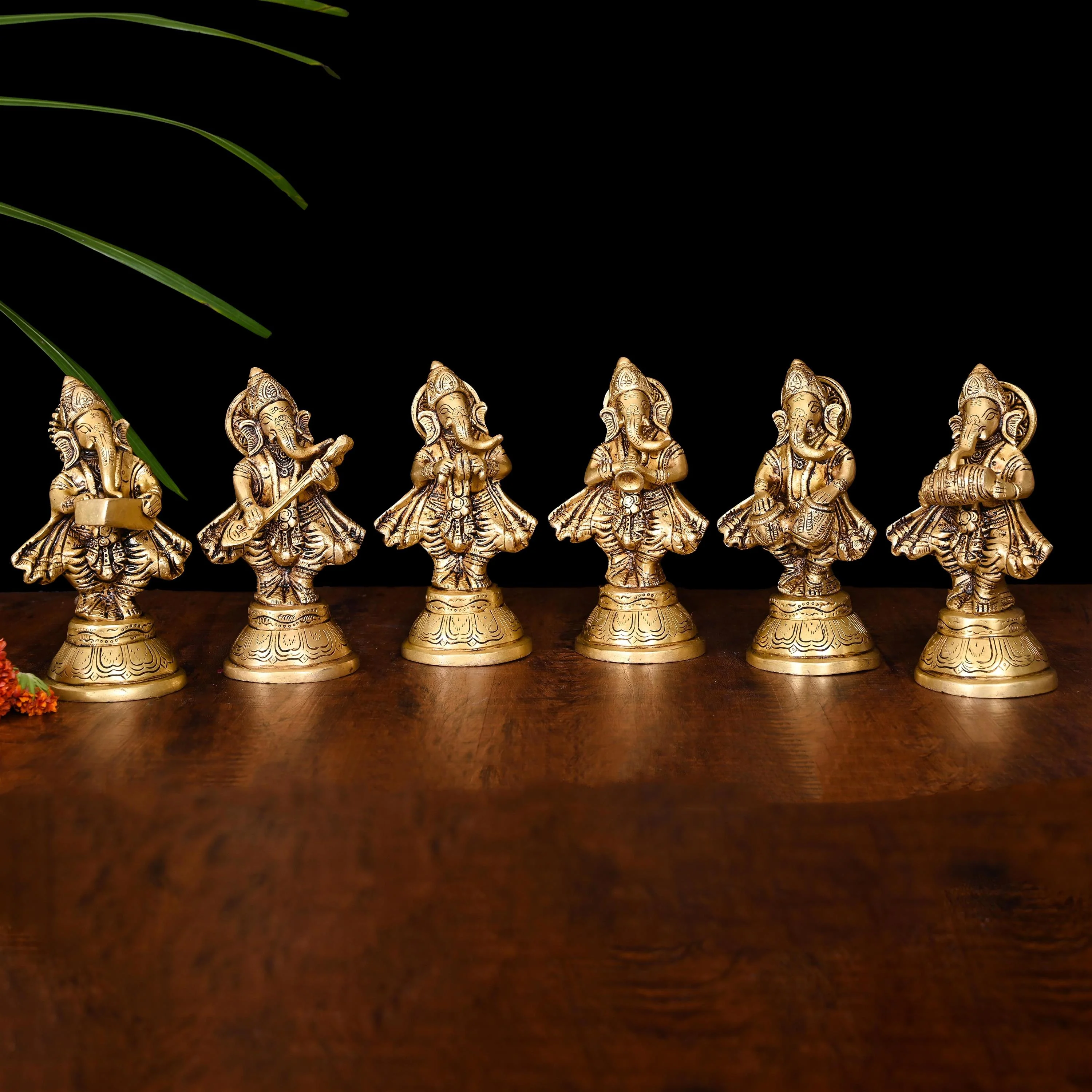 Brass Musical Standing Ganesha Set (6 Inch)