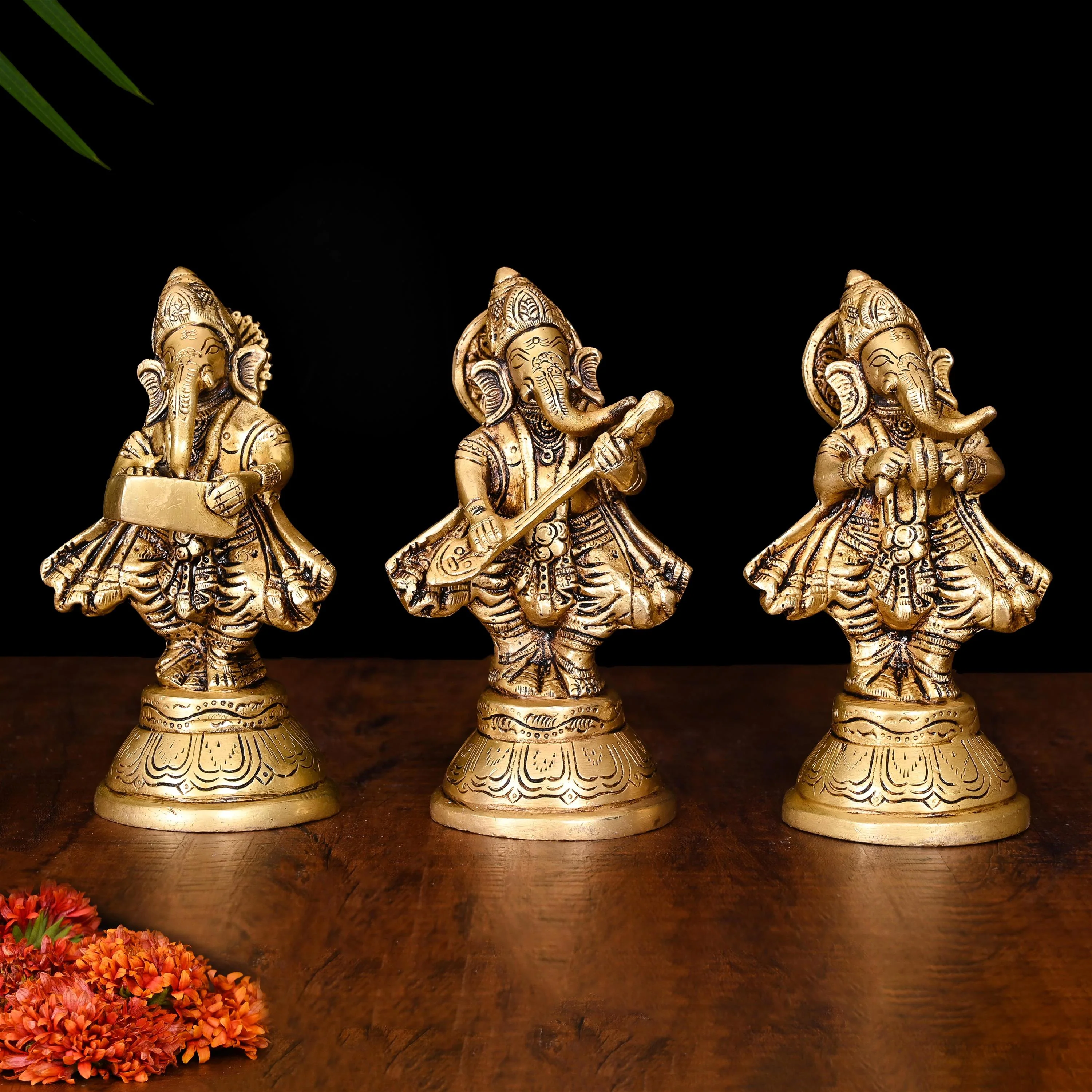 Brass Musical Standing Ganesha Set (6 Inch) - Image 2