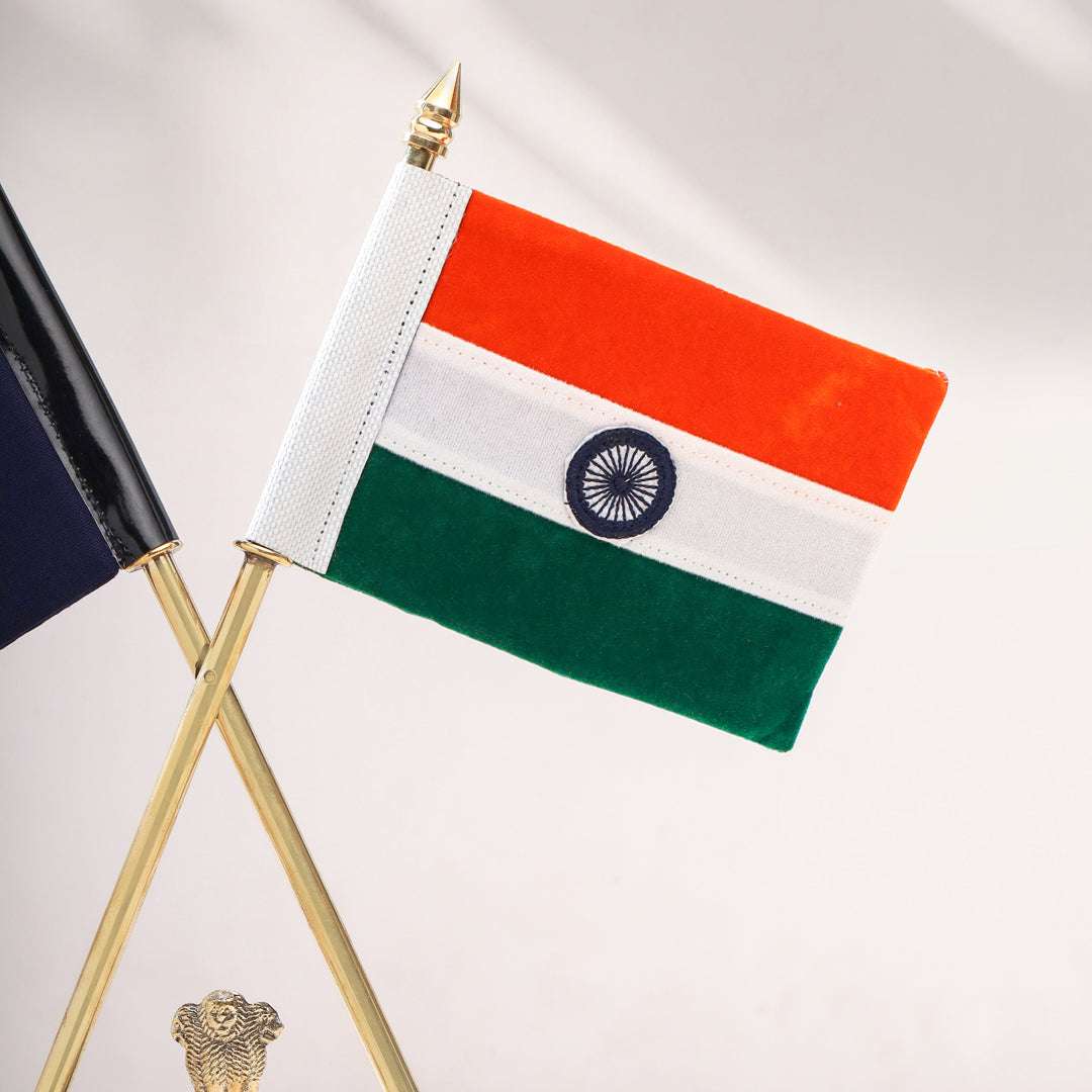 Brass National & Maharashtra Police Flag Stand (12 Inch) - Image 5