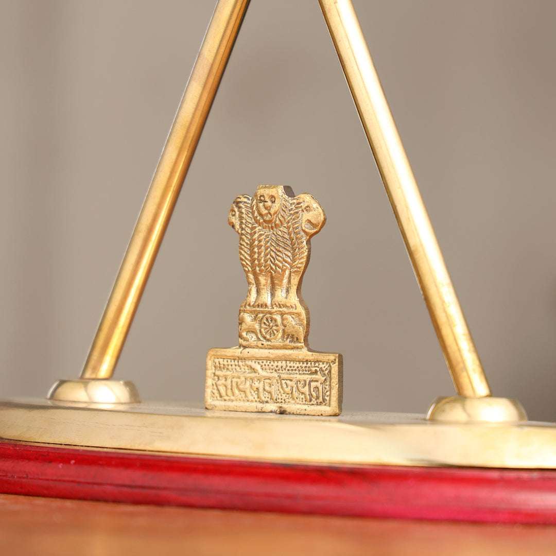 Brass National & Indian Revenue Service Flag Stand (12 Inch) - Image 5